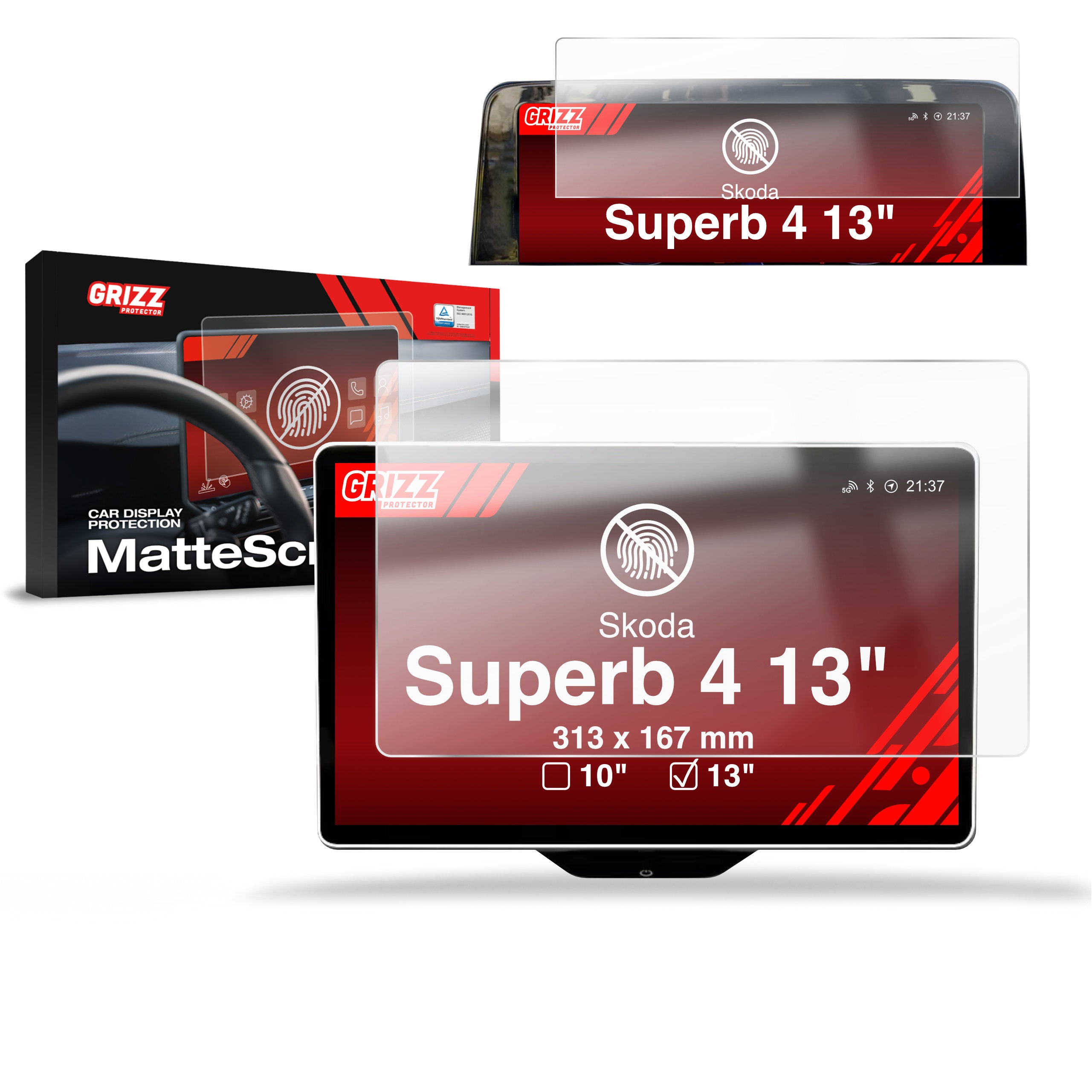 Matte Autodisplayfolie 2in1 für Skoda Superb 13" (2024-2026), Grizz Protector