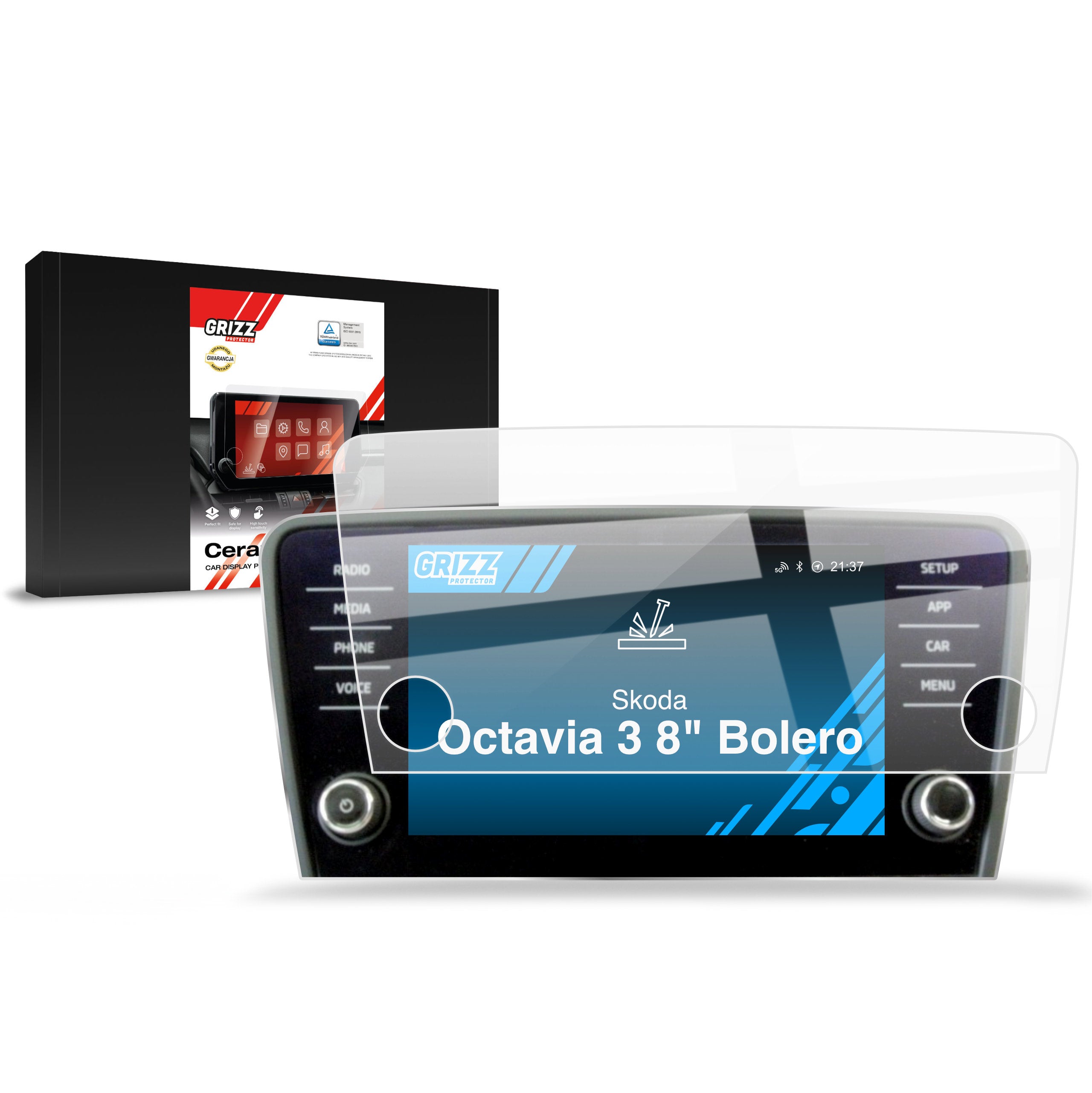 Keramische Autodisplayfolie für Skoda Octavia 3 8" Bolero (2017-2020), Grizz Protector