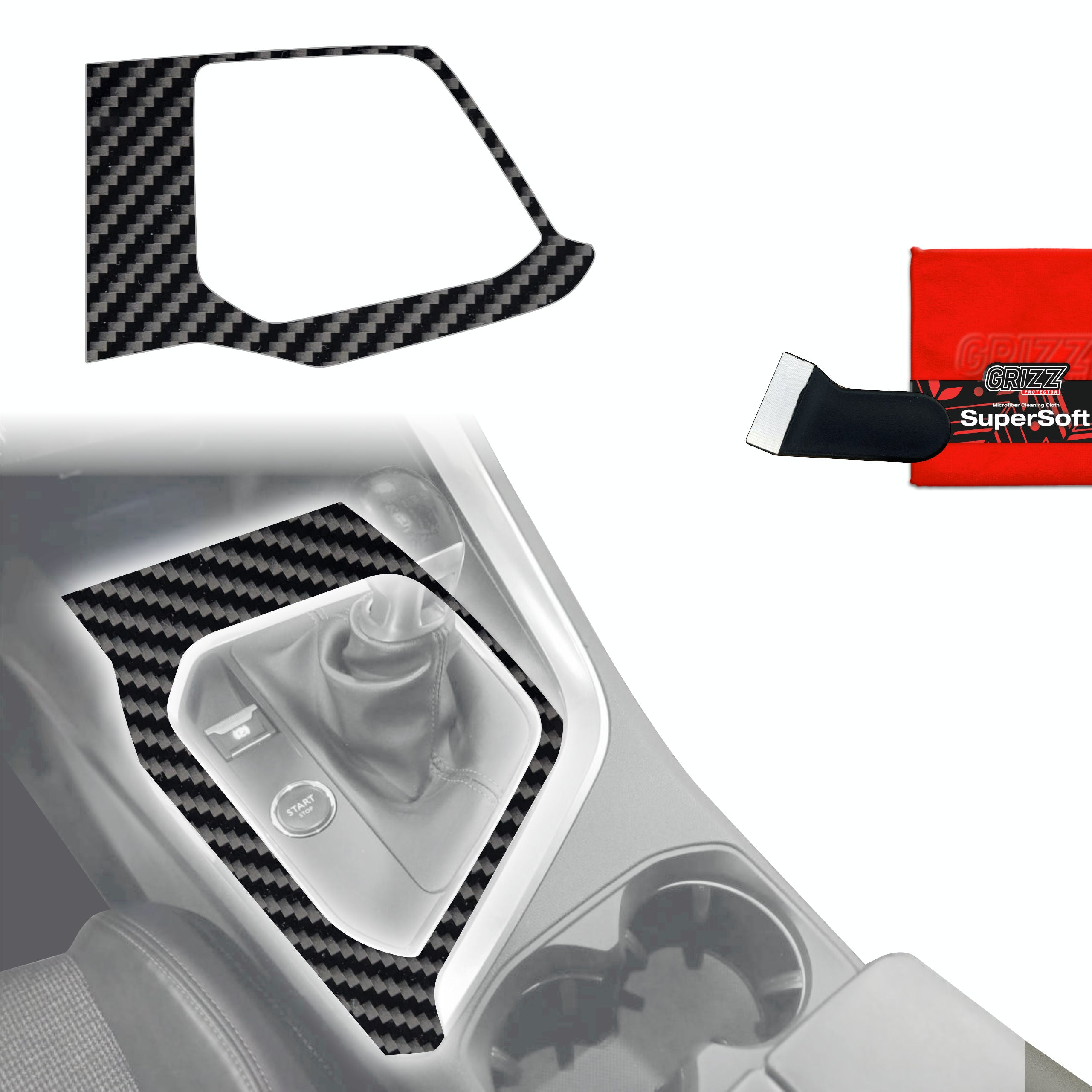 Schutzfolien Grizz Protector für Mittelkonsole - Peugeot 3008 (2016-2020) Carbon Optik Glanz