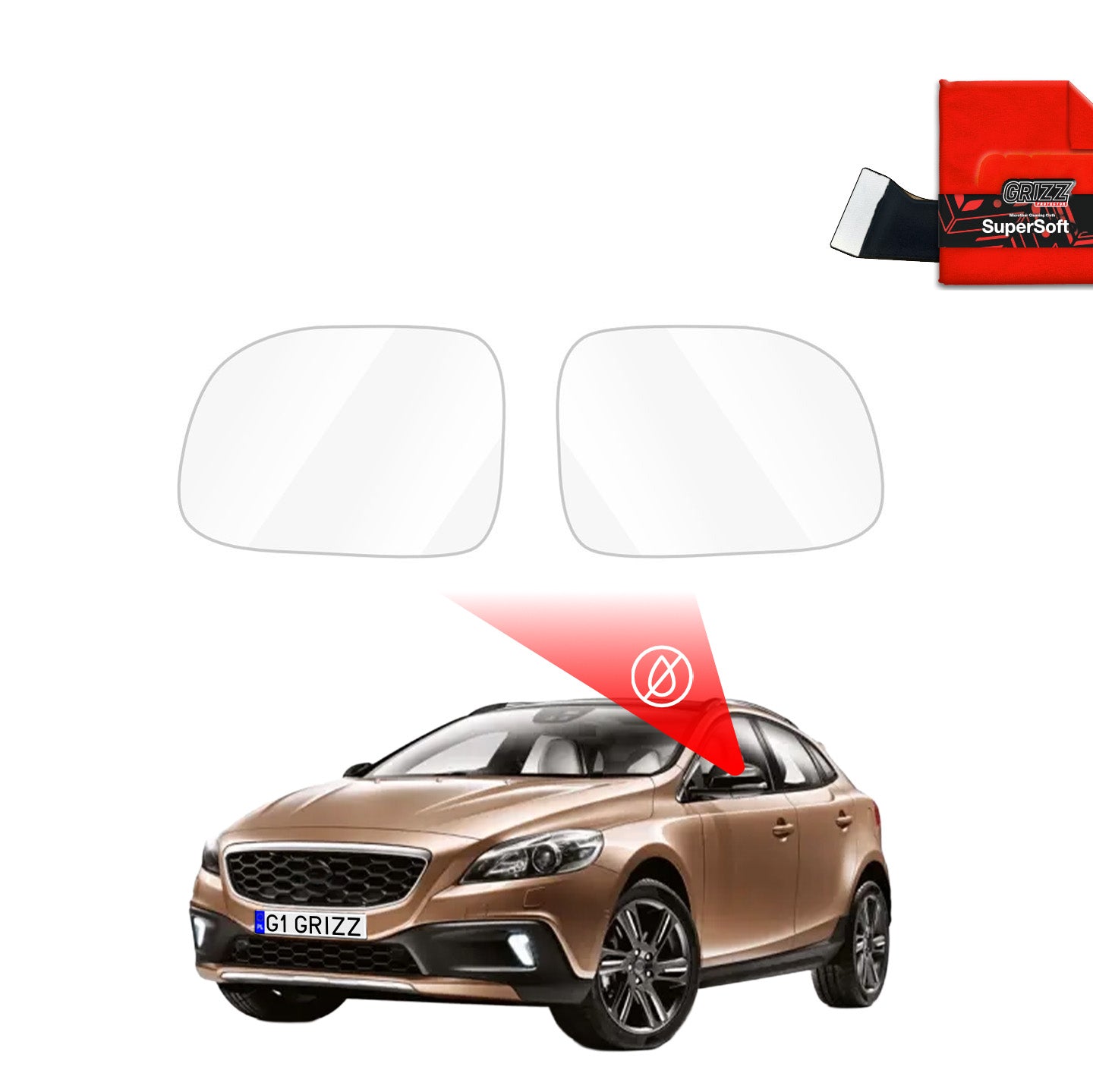 Regenschutzfolie Grizz Protector für Außenspiegel - Volvo V40 Cross Country (2012-2016)