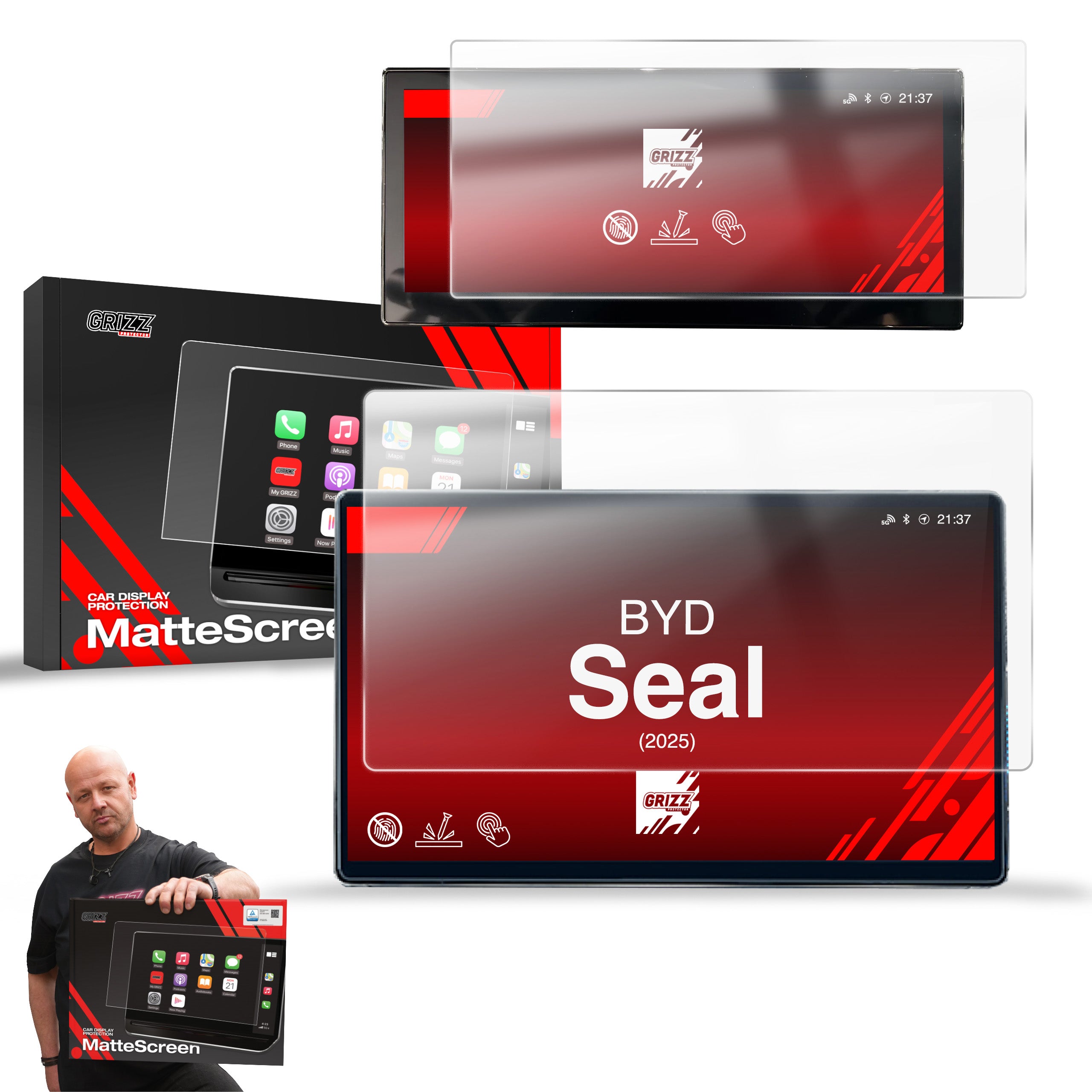 Matte Autodisplayfolie 2in1 für BYD Seal (2025-2026), Grizz Protector