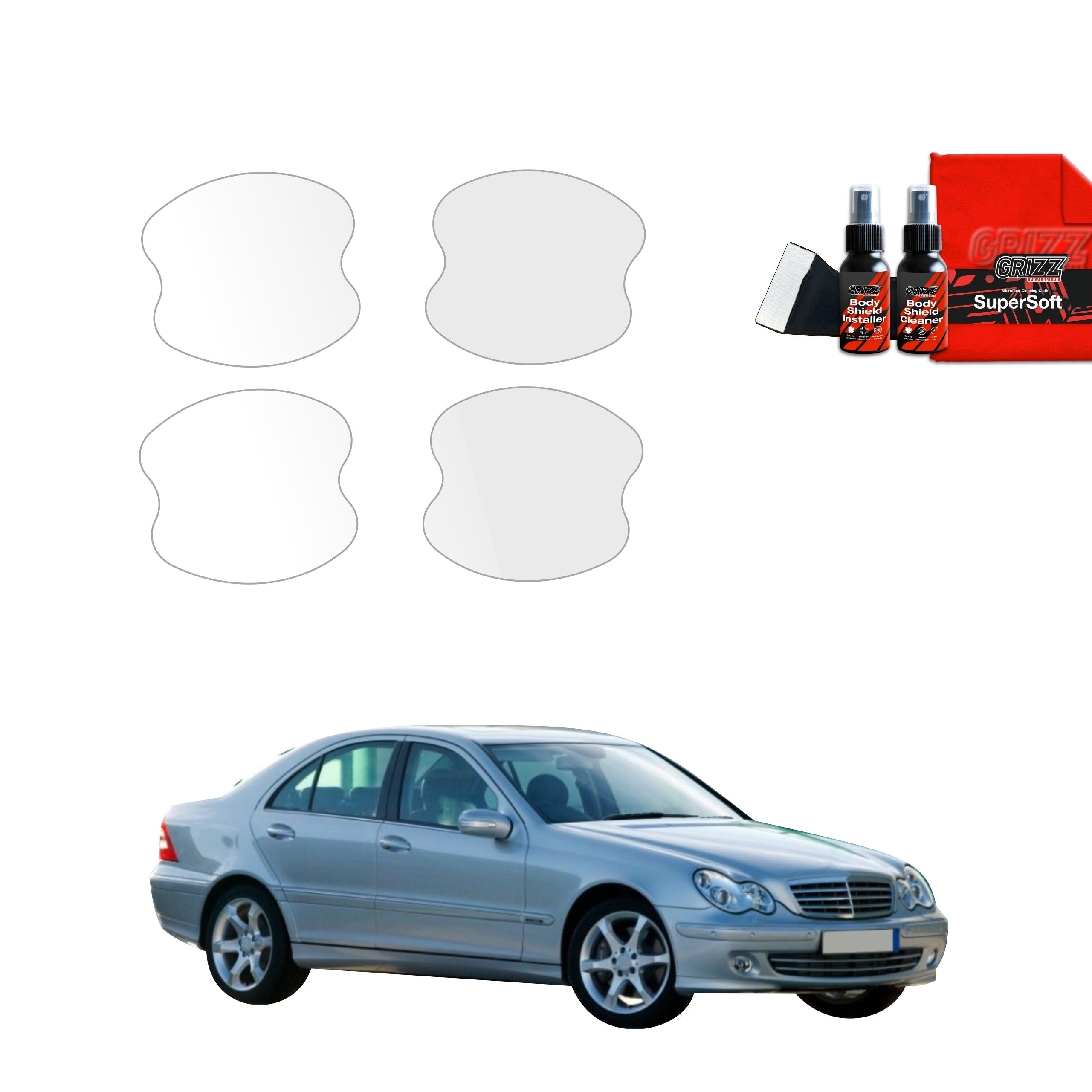 4in1 Schutzfolie Grizz Protector für Türgriffmulden - Mercedes Benz C Klasse W203 Sedan (2000-2007)
