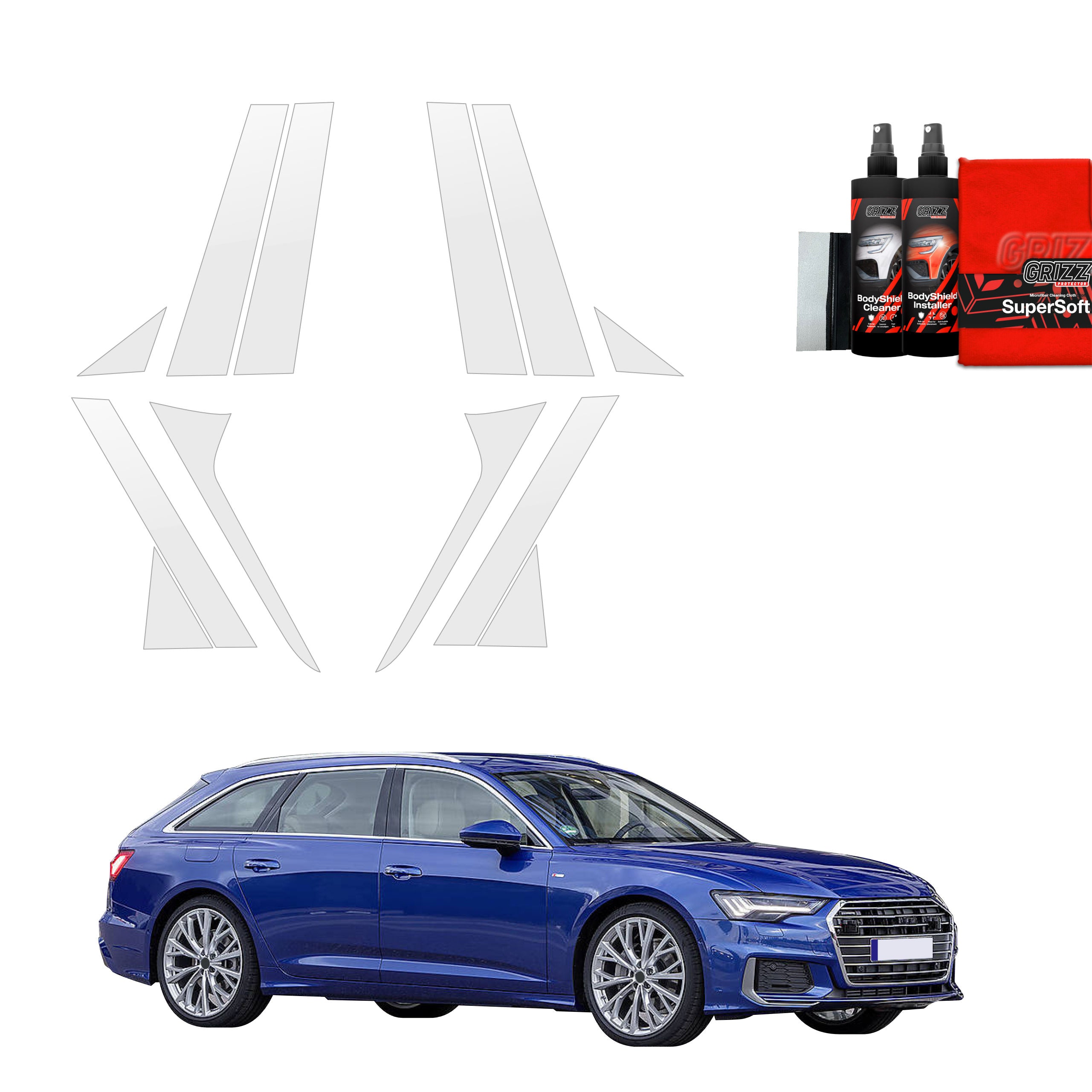 12in1 Schutzfolie Grizz Protector für A-B-C-Säule - Audi A6 C8 Kombi (2018-2023)