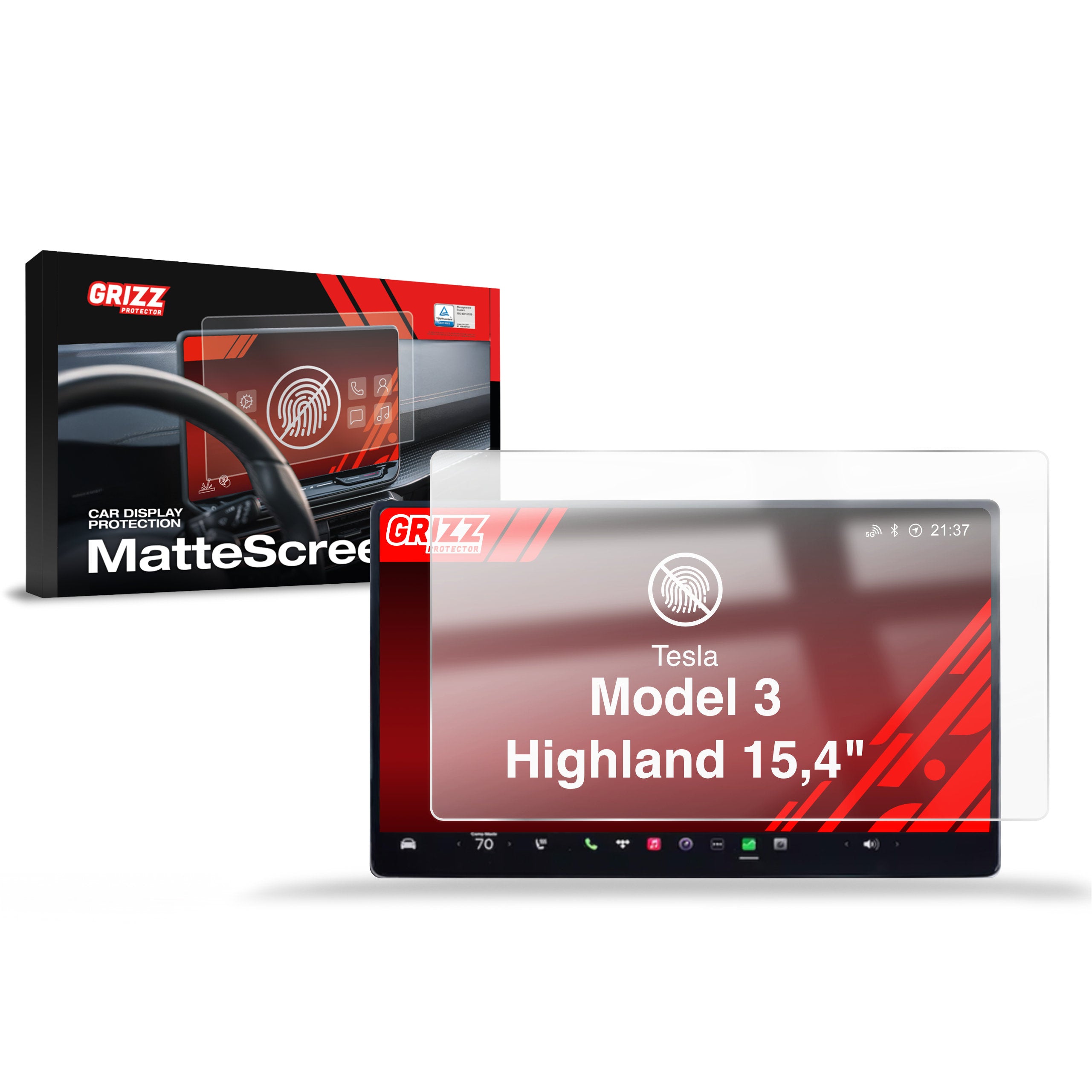 Matte Autodisplayfolie für Tesla Model 3 Highland (2023-2026), Grizz Protector