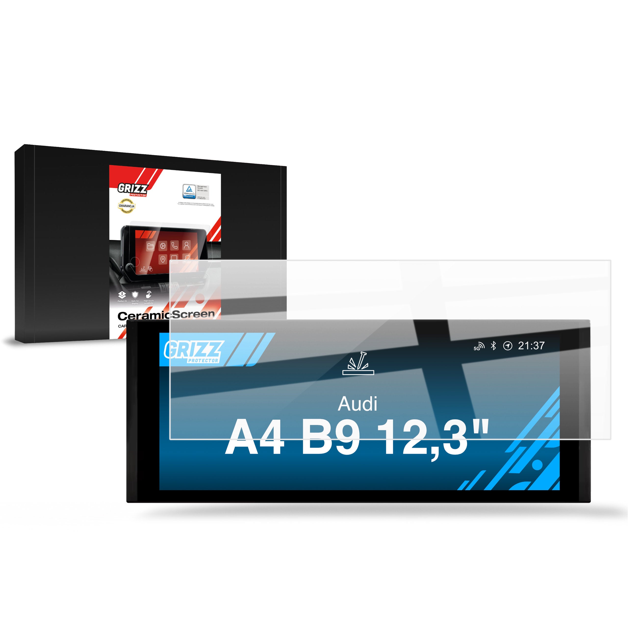 Keramische Autodisplayfolie für Audi A4 B9 Android Radio 12,3" (2016-2024), Grizz Protector