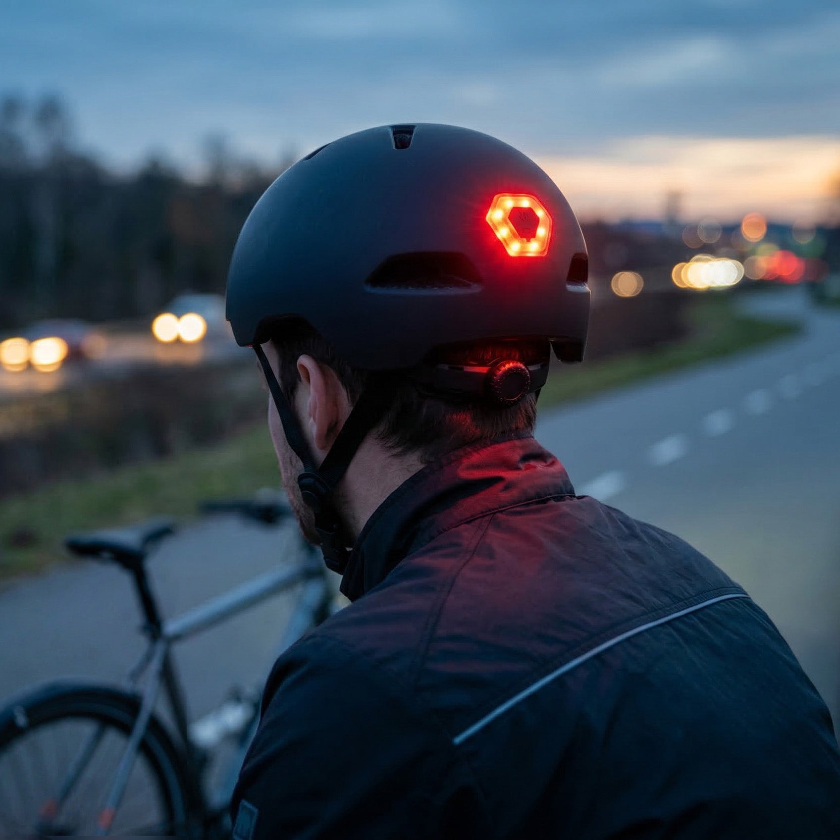 Fahrradhelm mit LED-Licht, Vayox Street VA0423BMM 55-58 cm, Schwarz