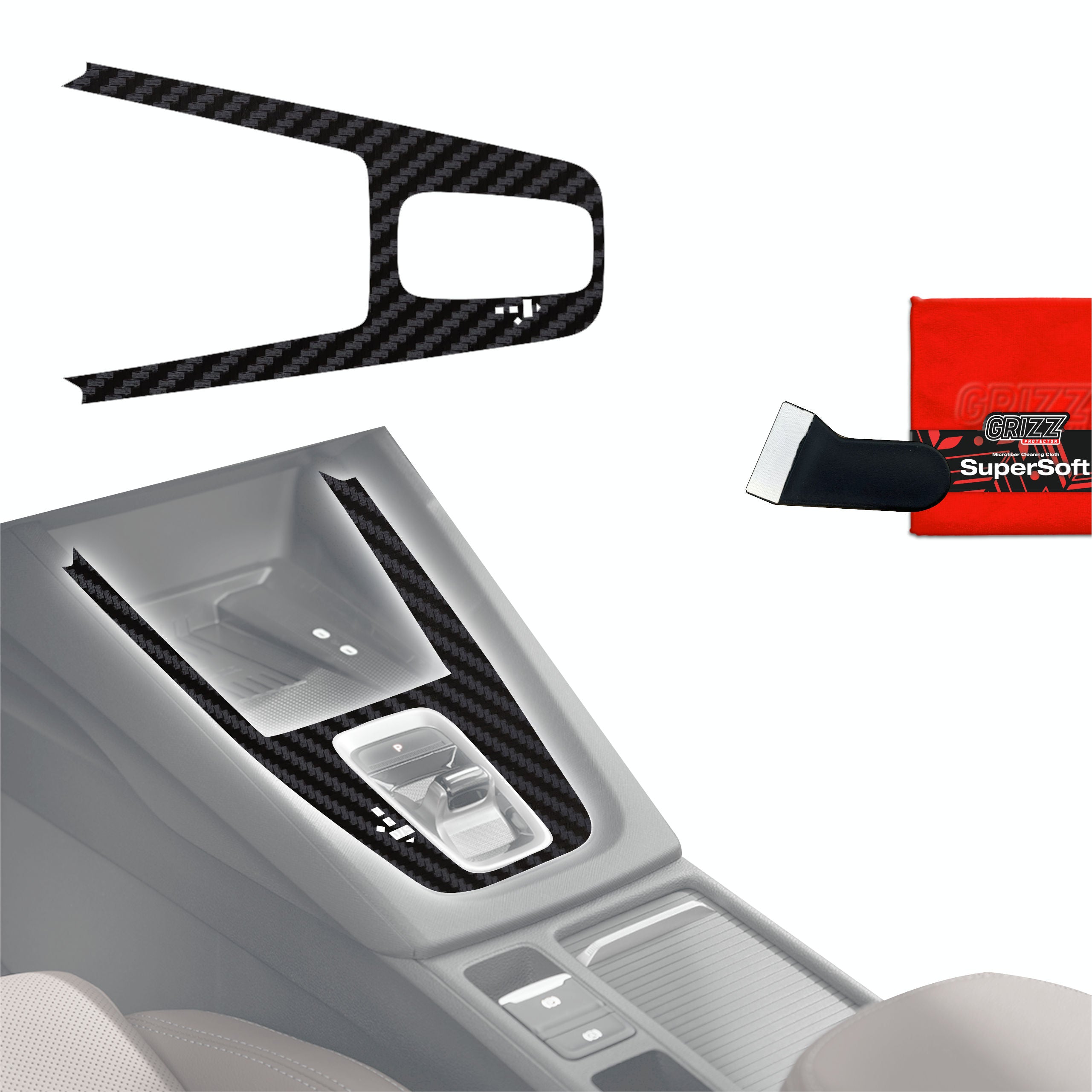 Schutzfolien Grizz Protector für Mittelkonsole - Skoda Octavia 4 DSG (2020-2026) Carbon Optik Matt Antifingerprint