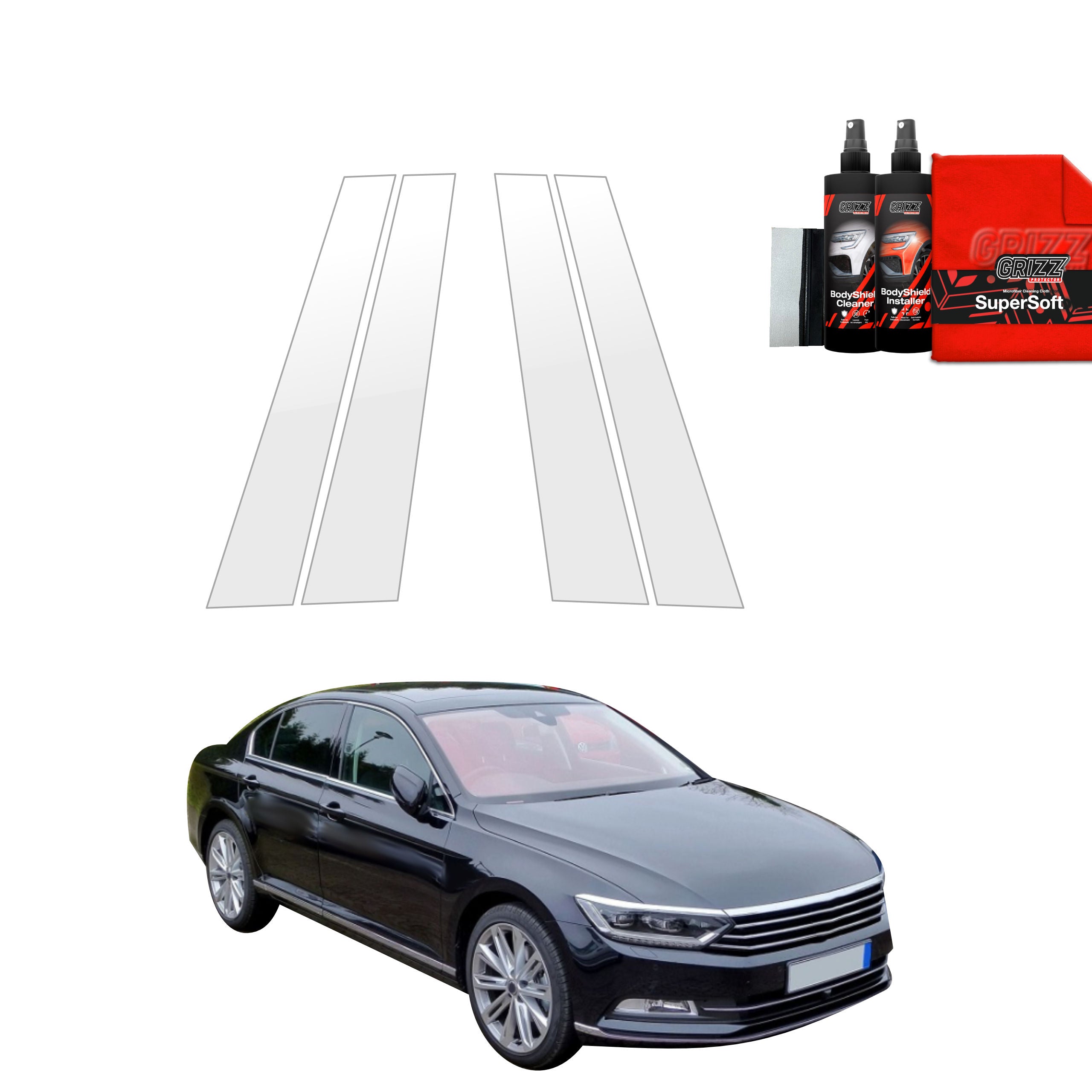 4in1 Schutzfolie Grizz Protector für A-B-C-Säule - Volkswagen Passat B8 Sedan (2014-2022)