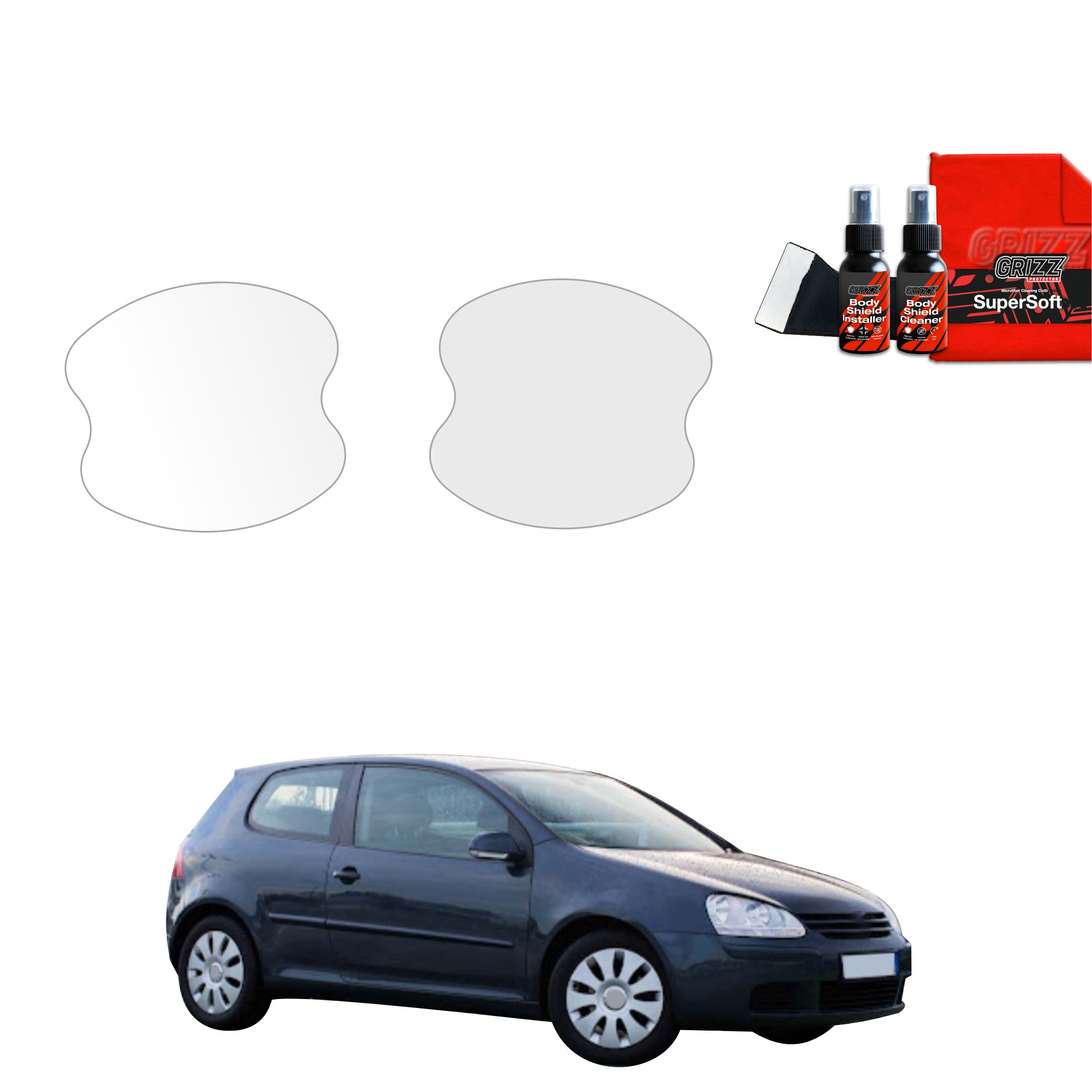 2in1 Schutzfolie Grizz Protector für Türgriffmulden - Volkswagen Golf 5 Hatchback 3D (2003-2009)