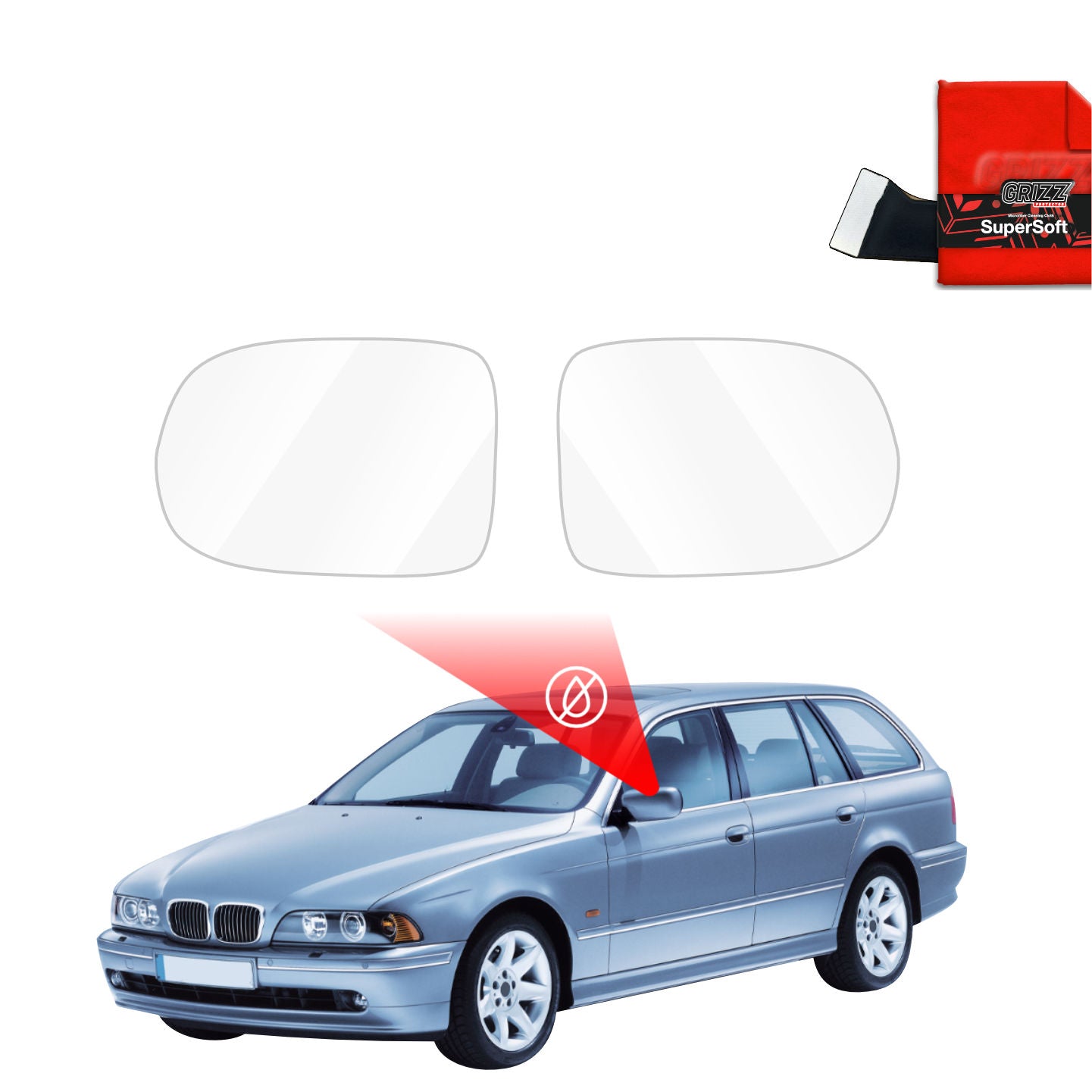Regenschutzfolie Grizz Protector für Außenspiegel - BMW 5 E39 Kombi (1995-2003)