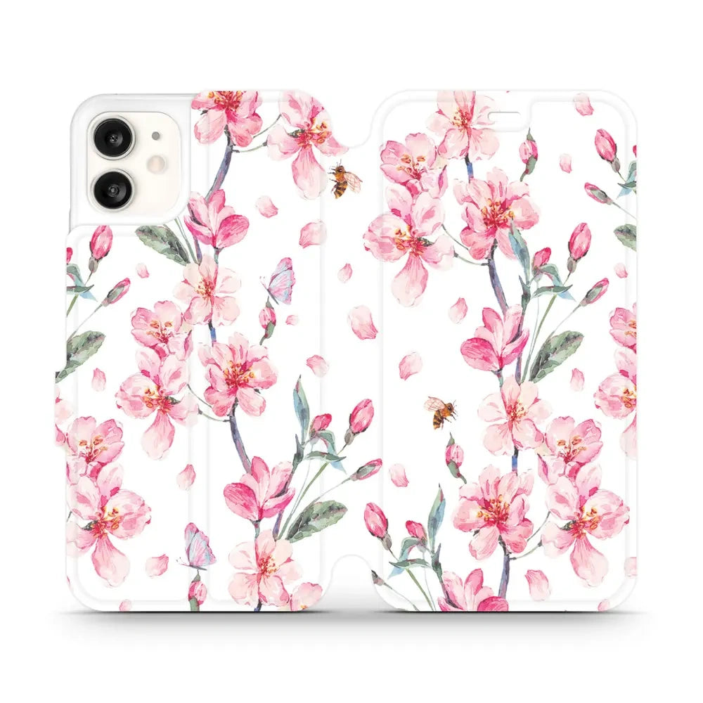 Handyhülle mit klappe für iPhone 11, Mobiwear Book, Rosa Frühling