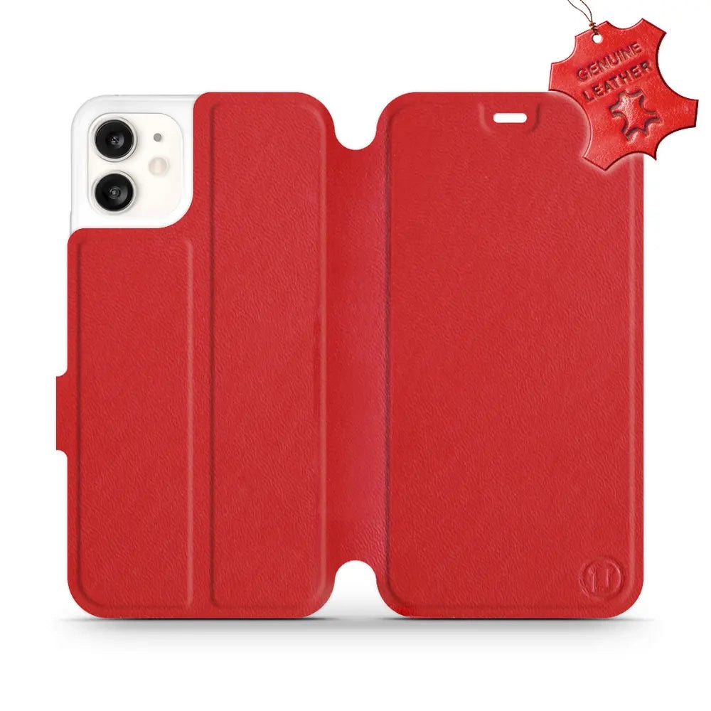 Echtleder Handyhülle für iPhone 11, Mobiwear Leather, Rot