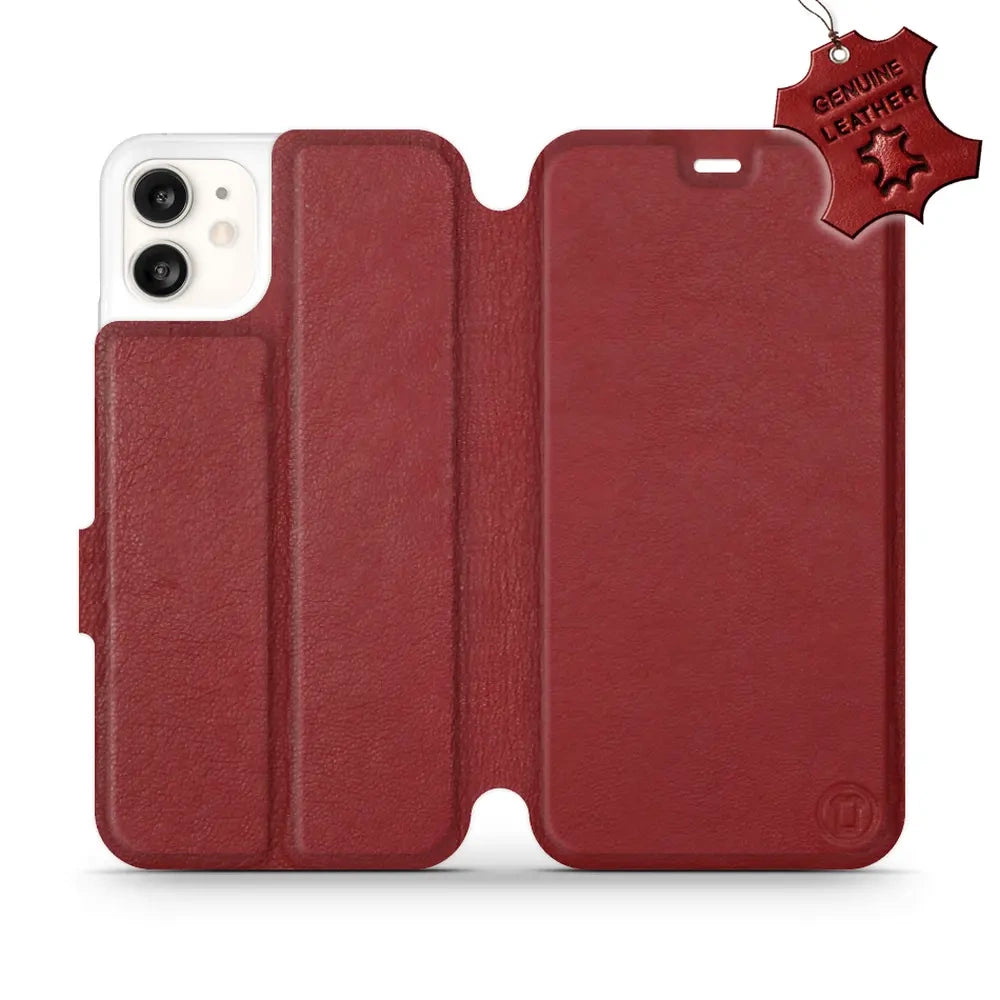 Echtleder Handyhülle für iPhone 11, Mobiwear Leather, Dunkelrot