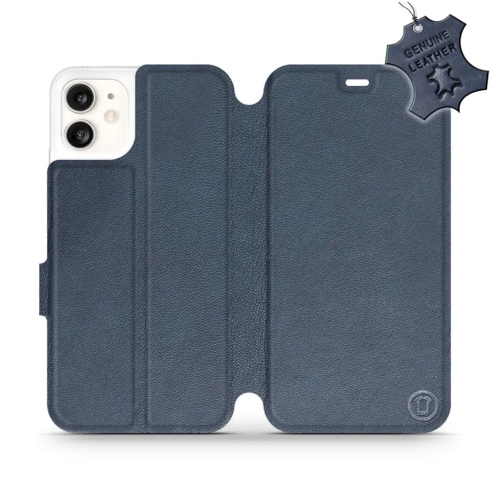 Echtleder Handyhülle für iPhone 11, Mobiwear Leather, Dunkelblau