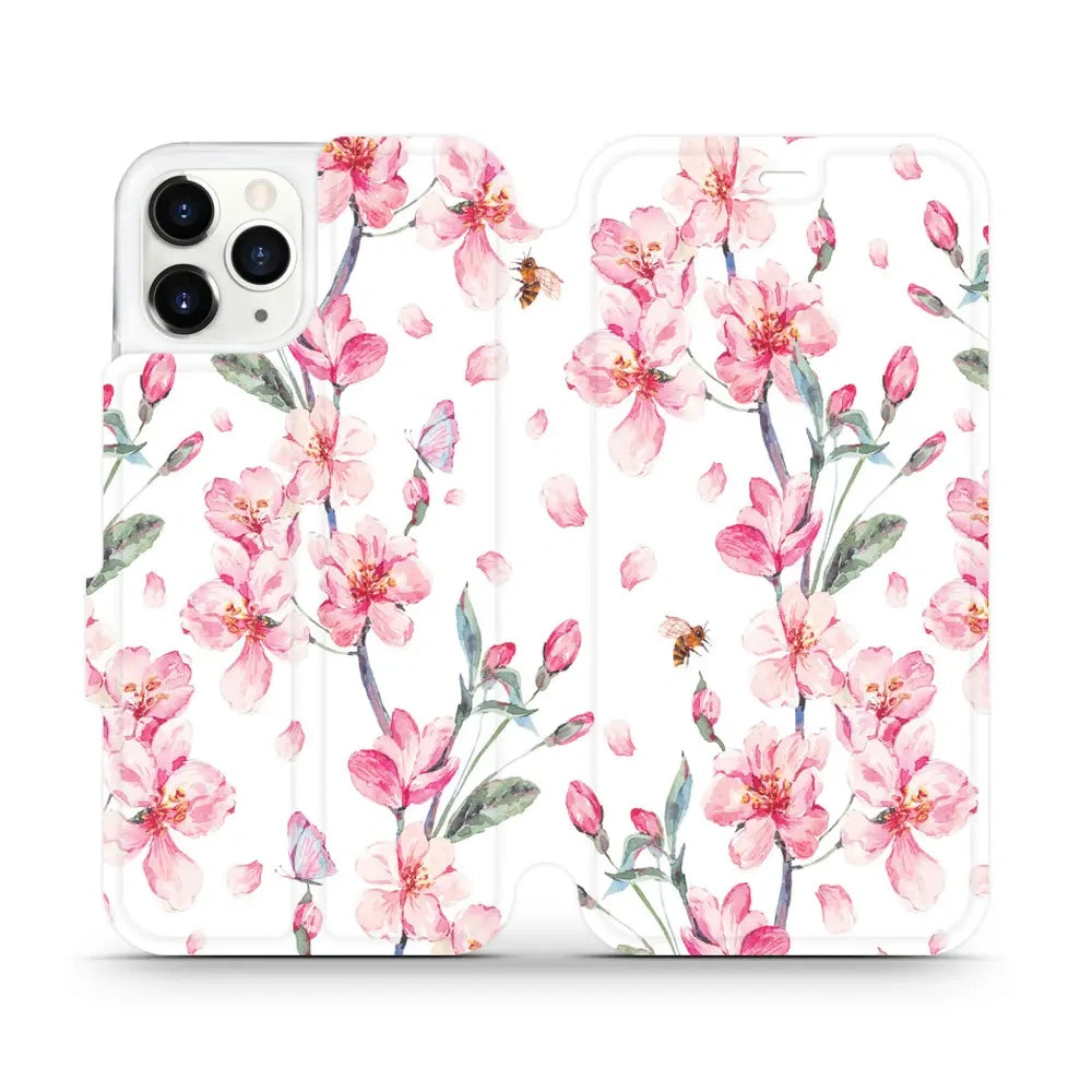 Handyhülle mit klappe für iPhone 11 Pro, Mobiwear Book, Rosa Frühling