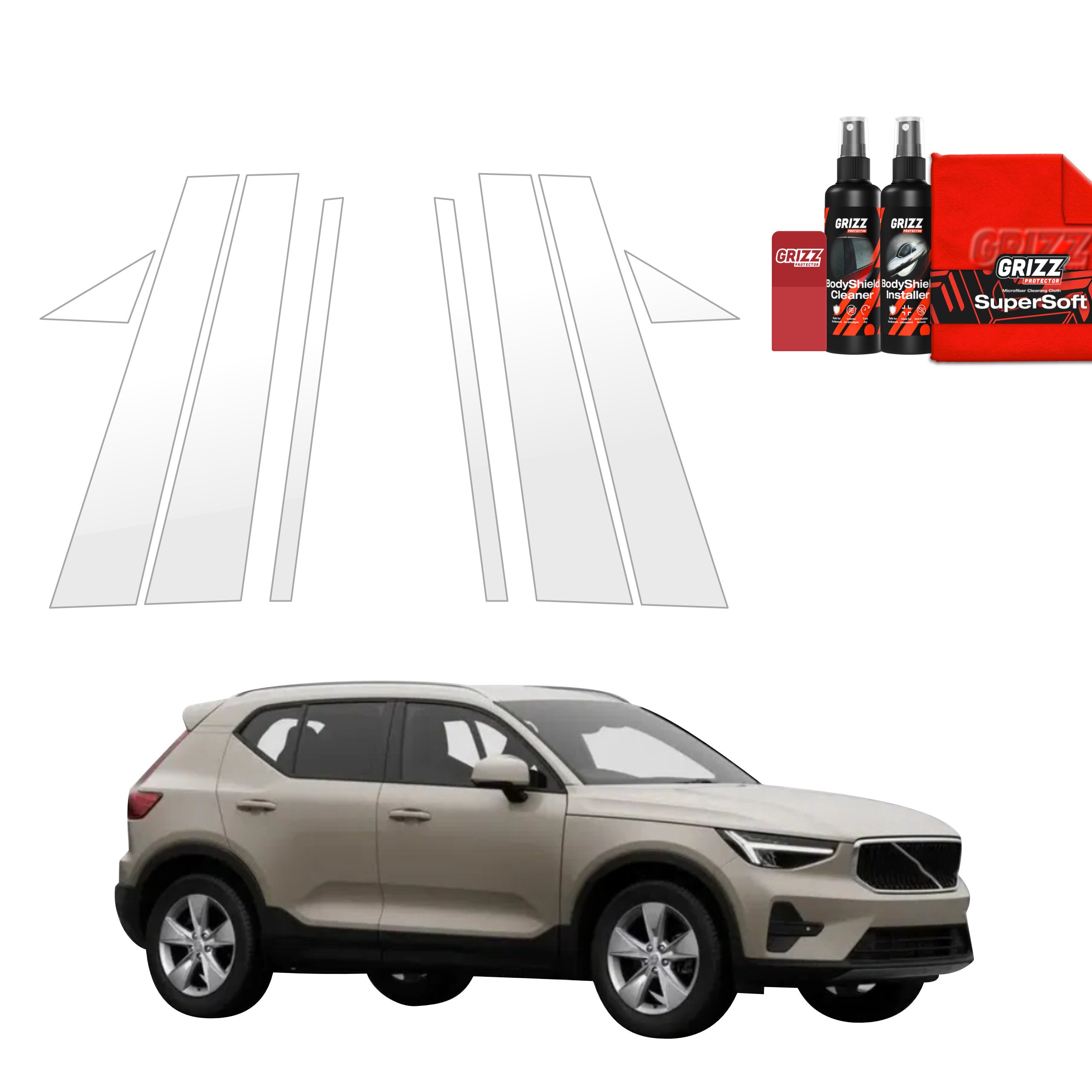 8in1 Schutzfolie Grizz Protector für B-C-Säule - Volvo XC40 (2022-2026)