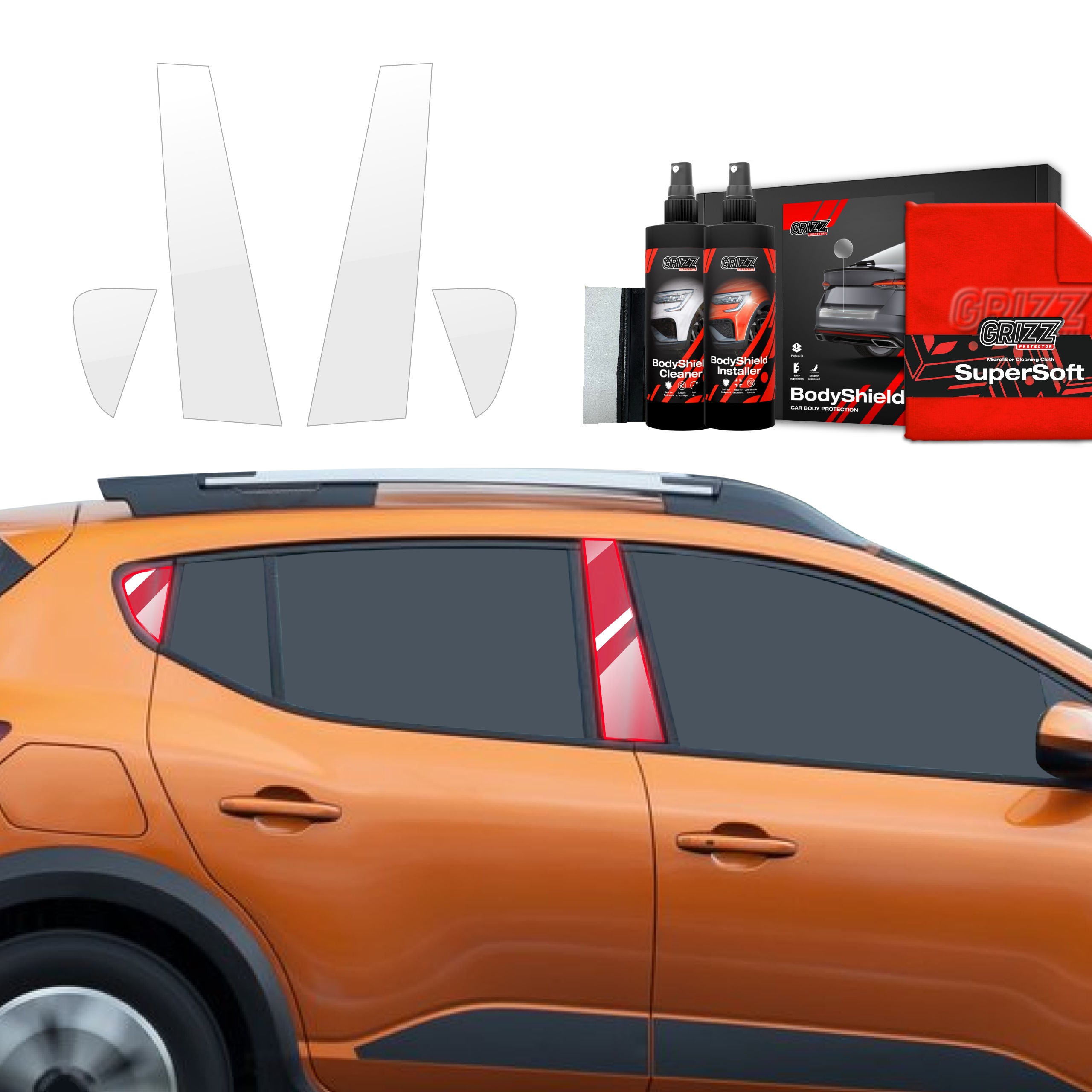 4in1 Schutzfolie Grizz Protector für B-Säule - Dacia Sandero (2020-2024)