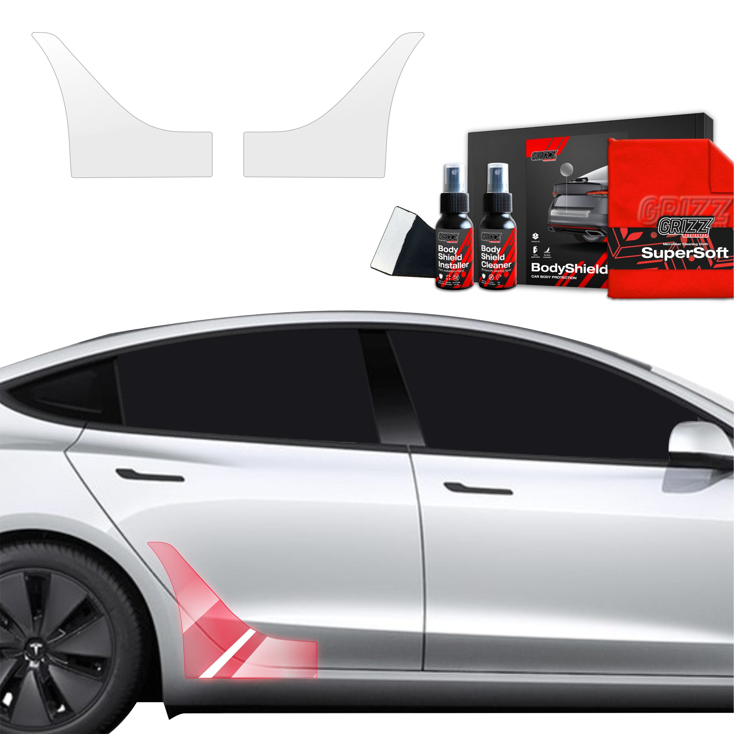 2in1 Schutzfolie Grizz Protector für hinteren Seitenschweller - Tesla Model 3 (2021-2025)