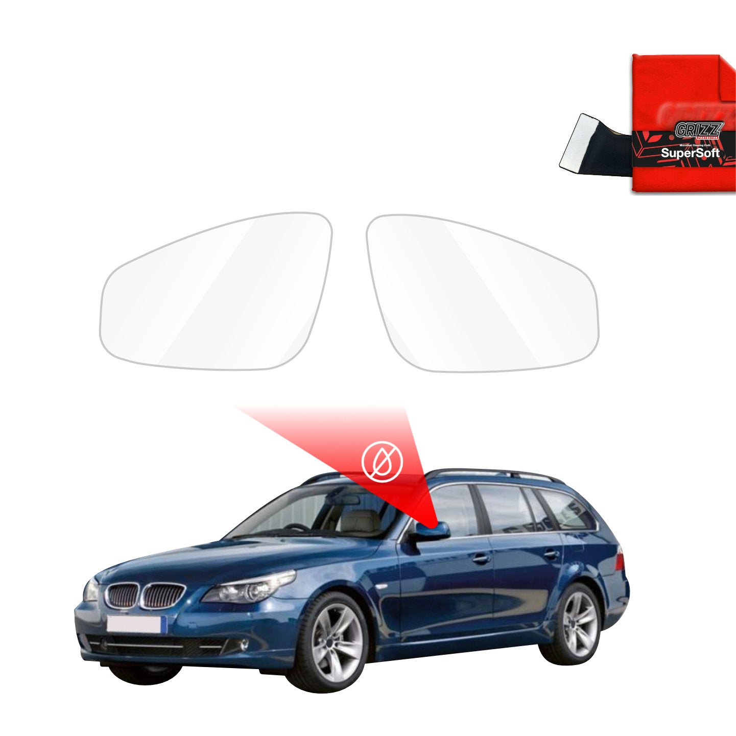 Regenschutzfolie Grizz Protector für Außenspiegel - BMW 5 E61 Kombi PreLCI (2007-2010)