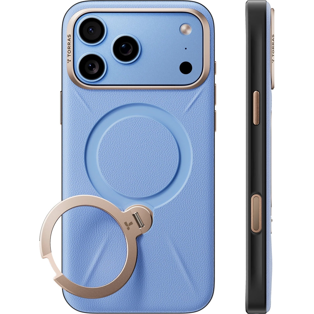 Handyhülle für iPhone 18 Pro / 17 Pro Torras Ostand Q3 VegSkin, Blau (9/11)