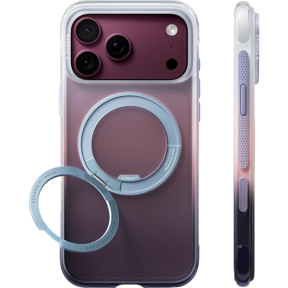 Handyhülle für iPhone 18 Pro Max / 17 Pro Max, Torras Ostand O3 Air Gradient für MagSafe, Violett-Blau (9/10)