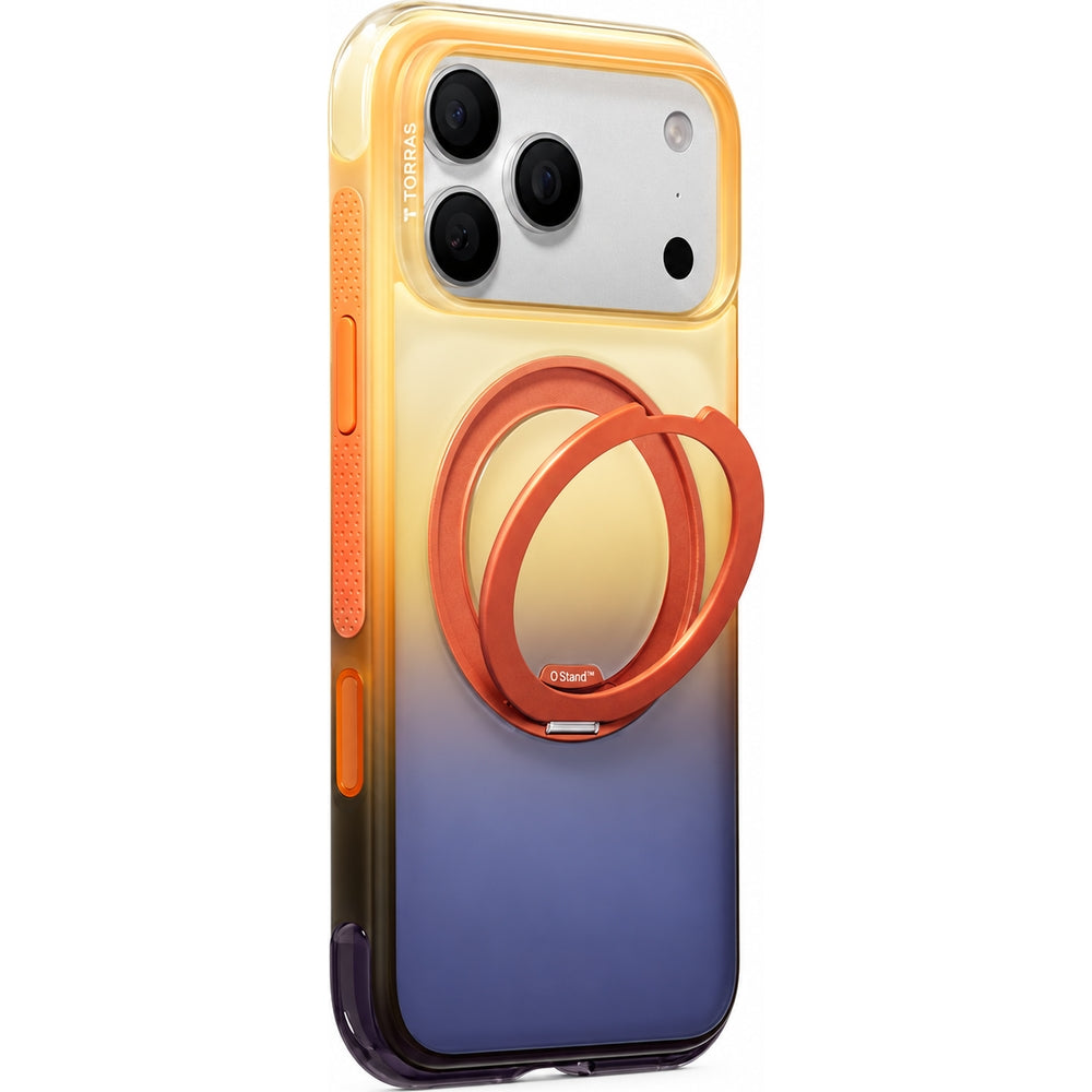 Handyhülle für iPhone 18 Pro Max / 17 Pro Max, Torras Ostand O3 Air Gradient für MagSafe, Orange-Violett (9/10)