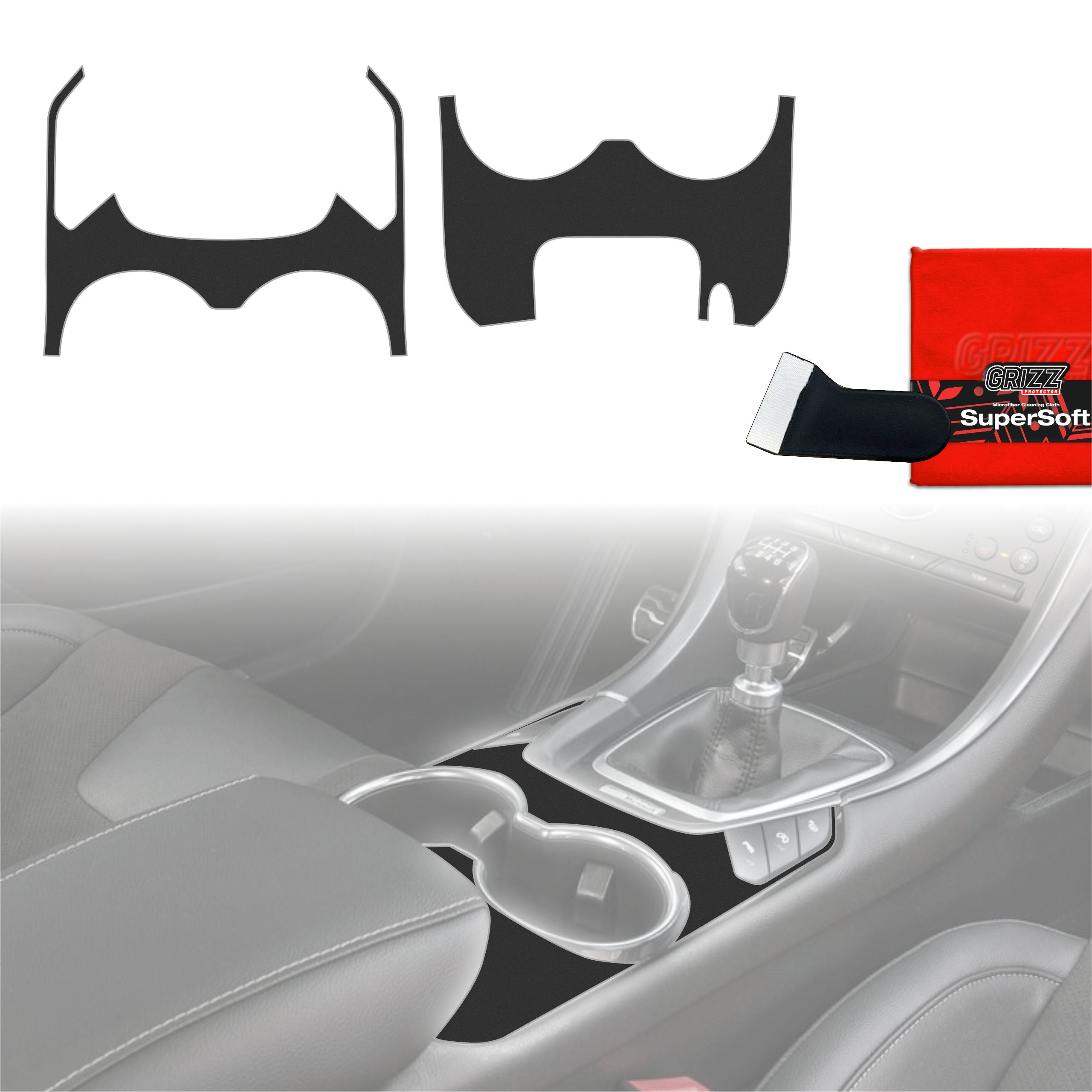 2in1 Schutzfolien Grizz Protector für Mittelkonsole - Ford Mondeo MK5 (2014–2022) Schwarz Matt Antifingerprint