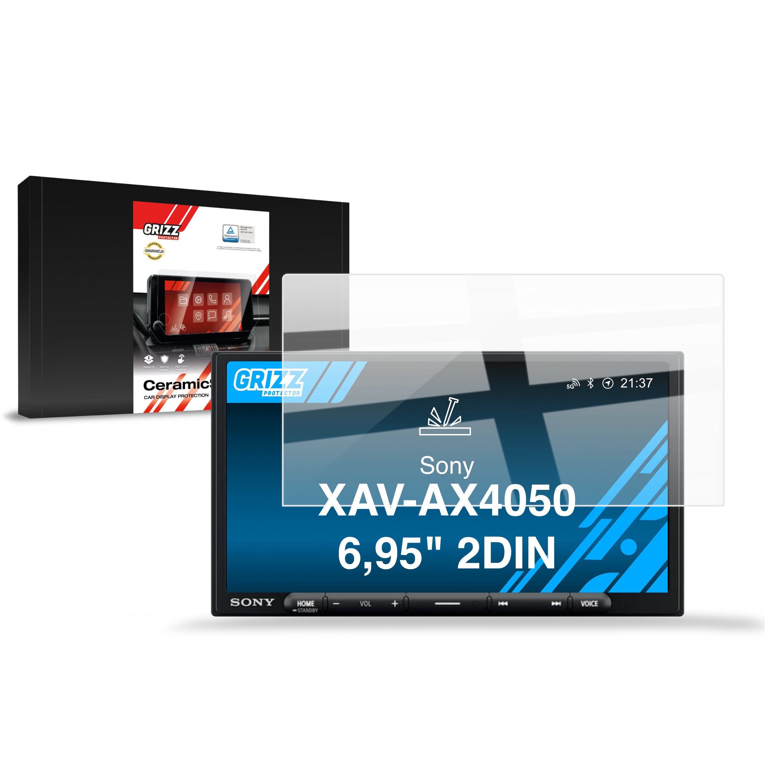 Keramische Autodisplayfolie für Sony XAV-AX4050 6,95" 2DIN, Grizz Protector