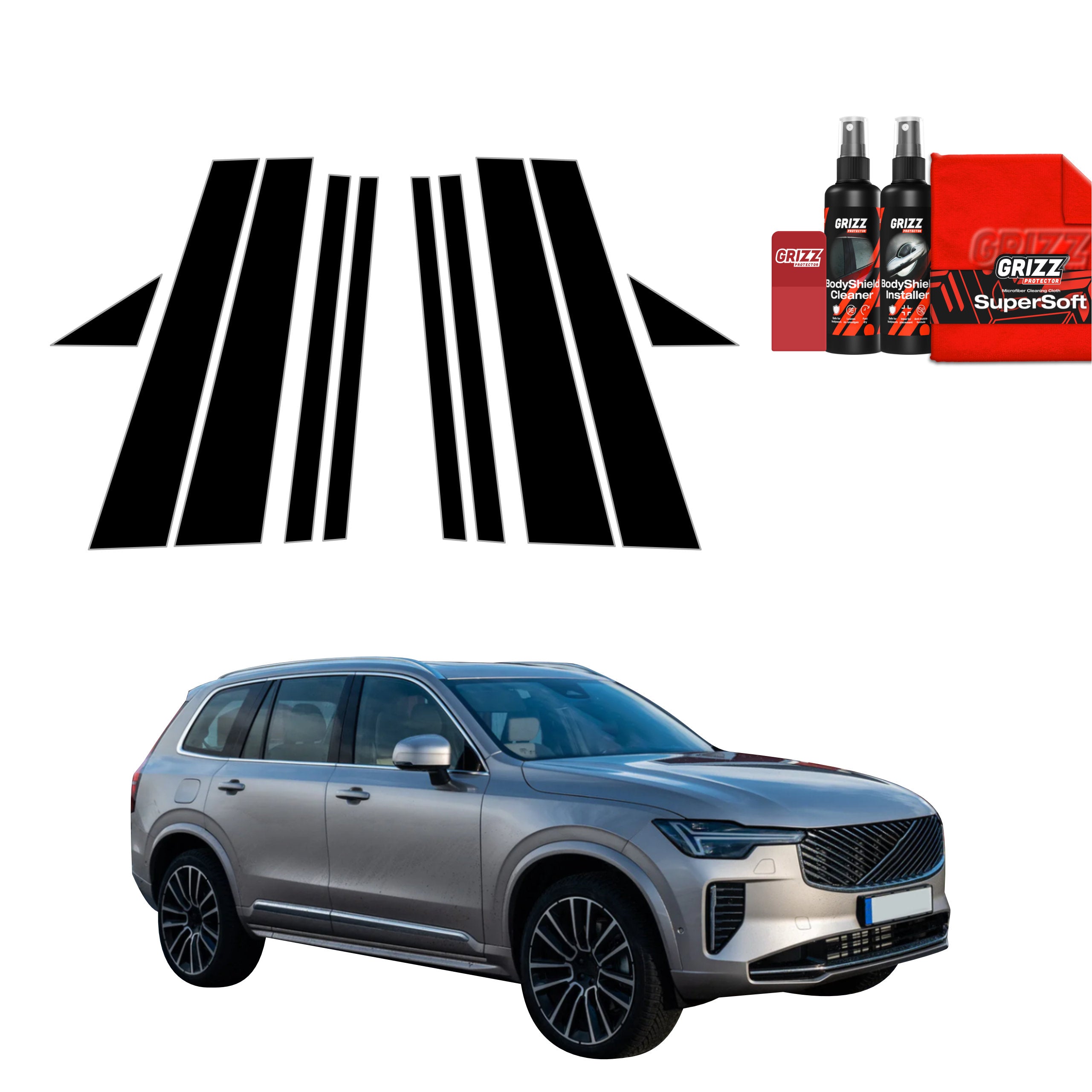 10in1 Schwarze Schutzfolie Grizz Protector für B-C-Säule - Volvo XC90 (2026)