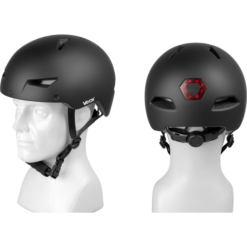Fahrradhelm mit LED-Licht, Vayox Street VA0423BMM 55-58 cm, Schwarz