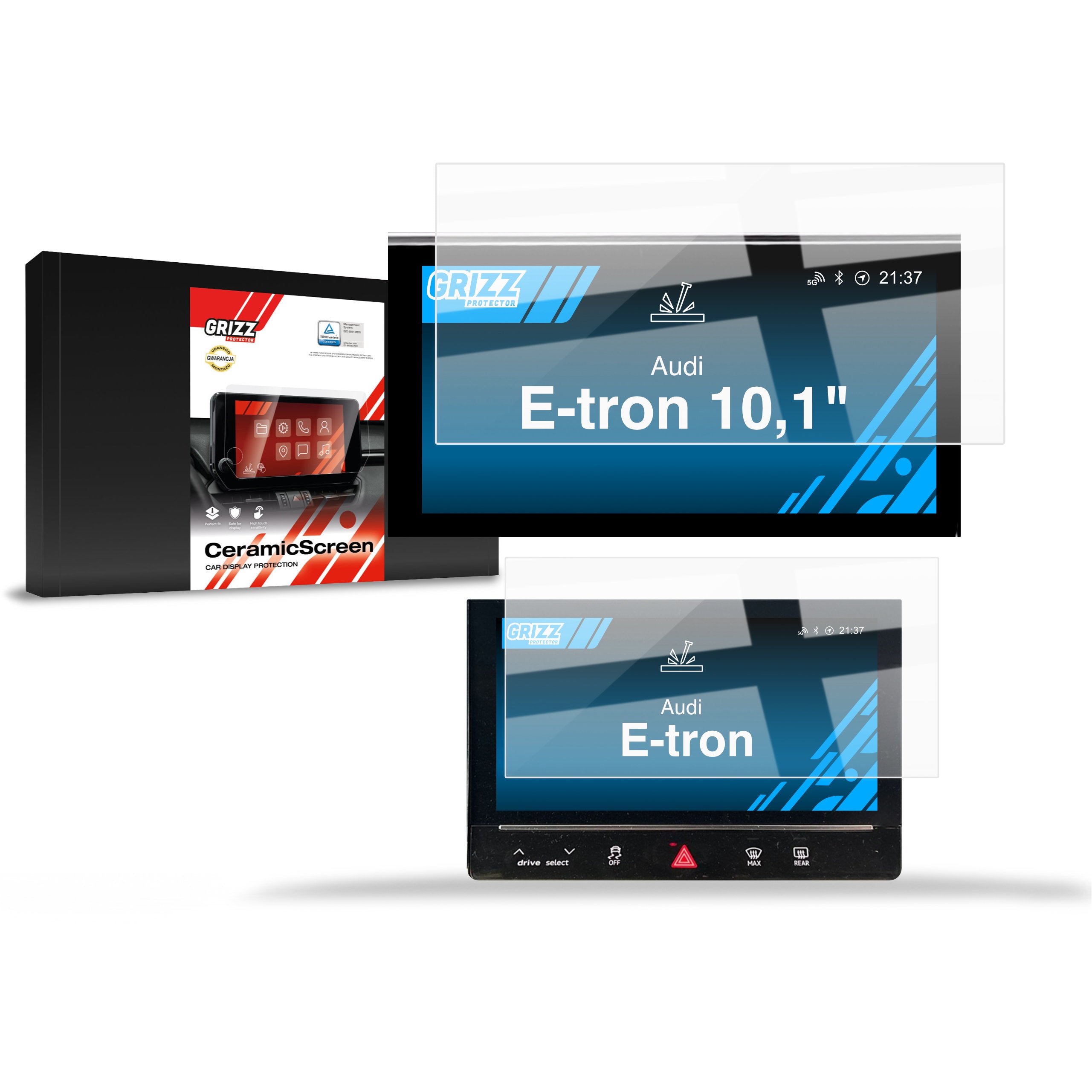 Keramische Autodisplayfolie 2in1 für Audi e-tron (2019-2022), Grizz Protector