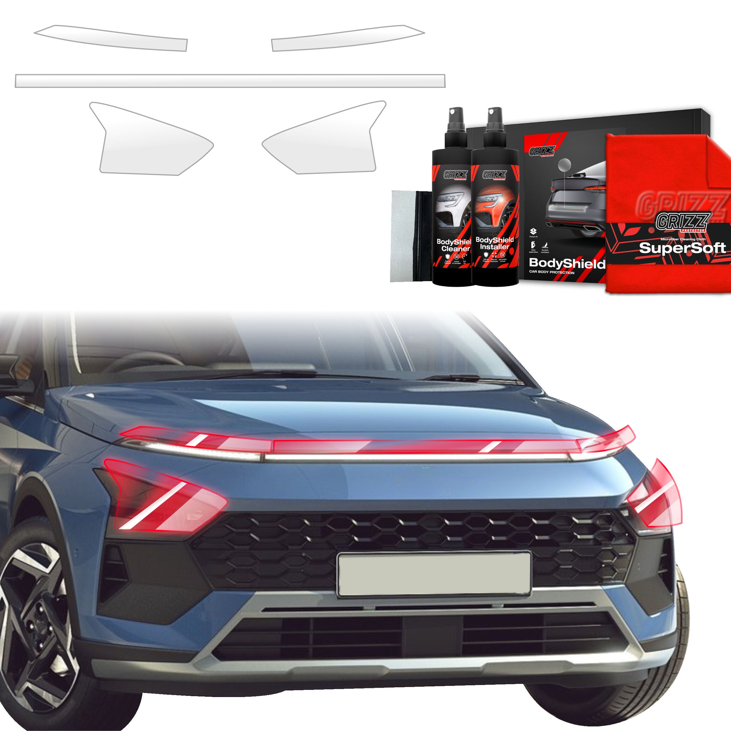 5in1 Schutzfolie Grizz Protector für Scheinwerfer - Hyundai Bayon (2024-2026)