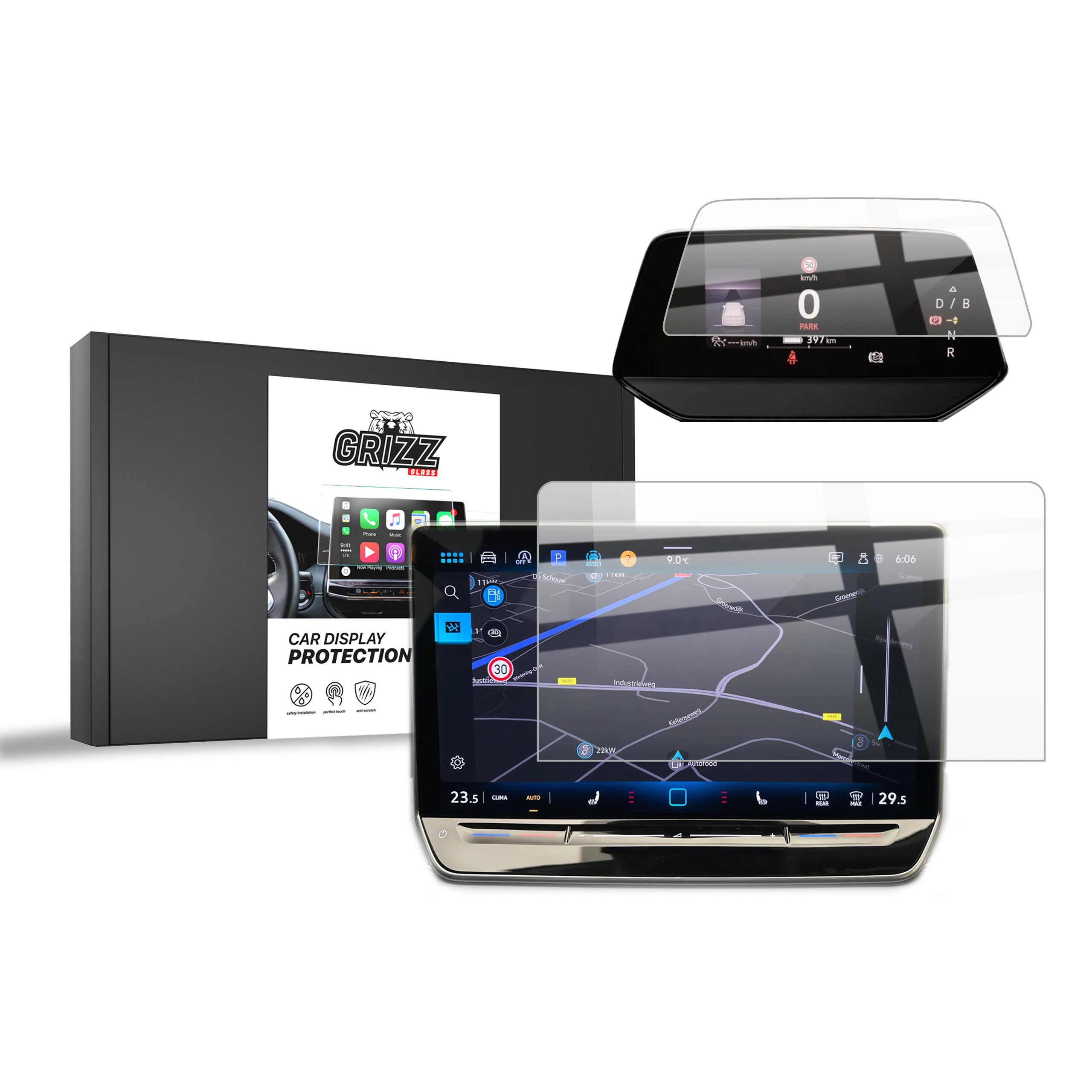 Keramische Autodisplayfolie 2in1 für Volkswagen ID.4 Pro 12,9" (2024-2026), Grizz Protector