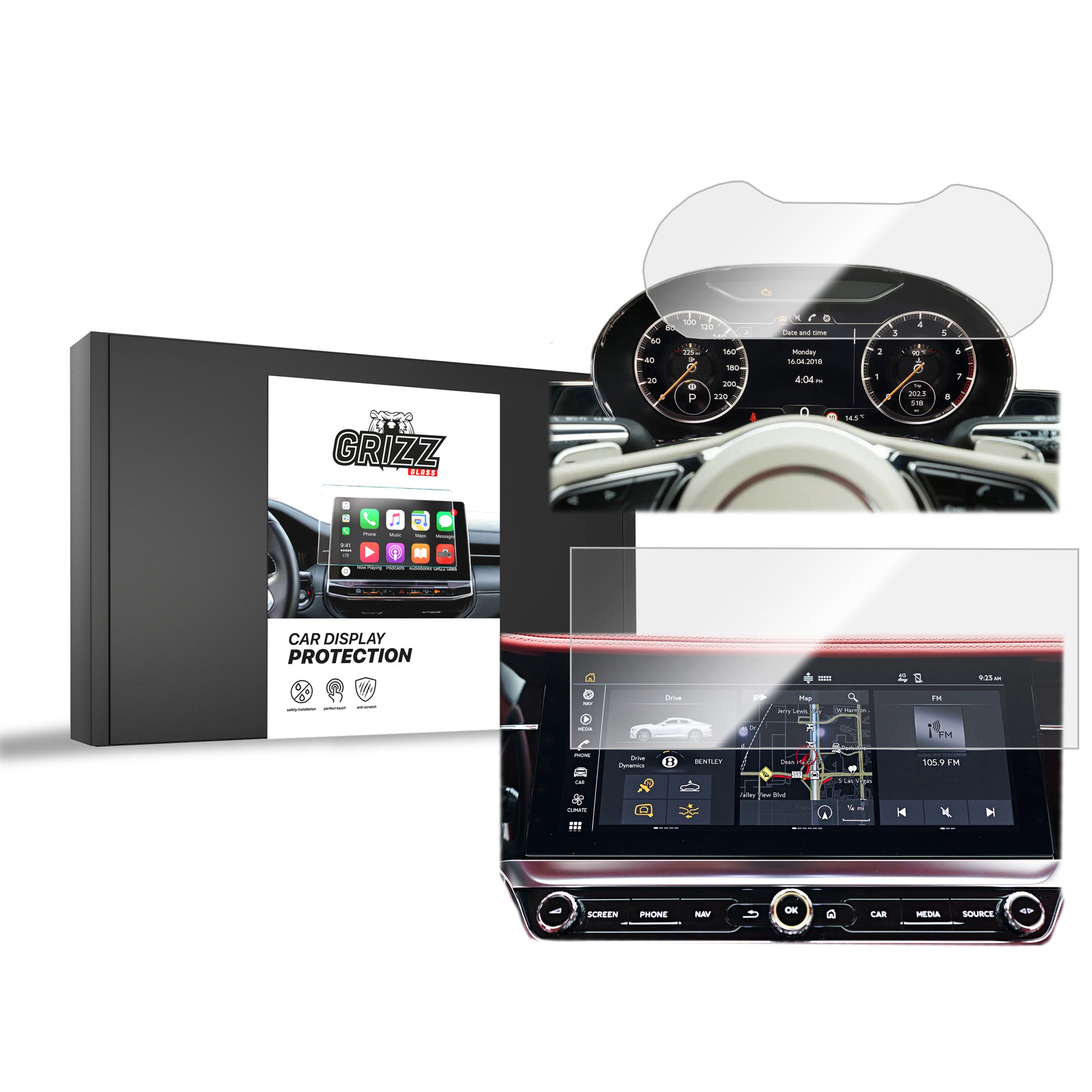 Keramische Autodisplayfolie 2in1 für Bentley Continental GT (2018-...), Grizz Protector