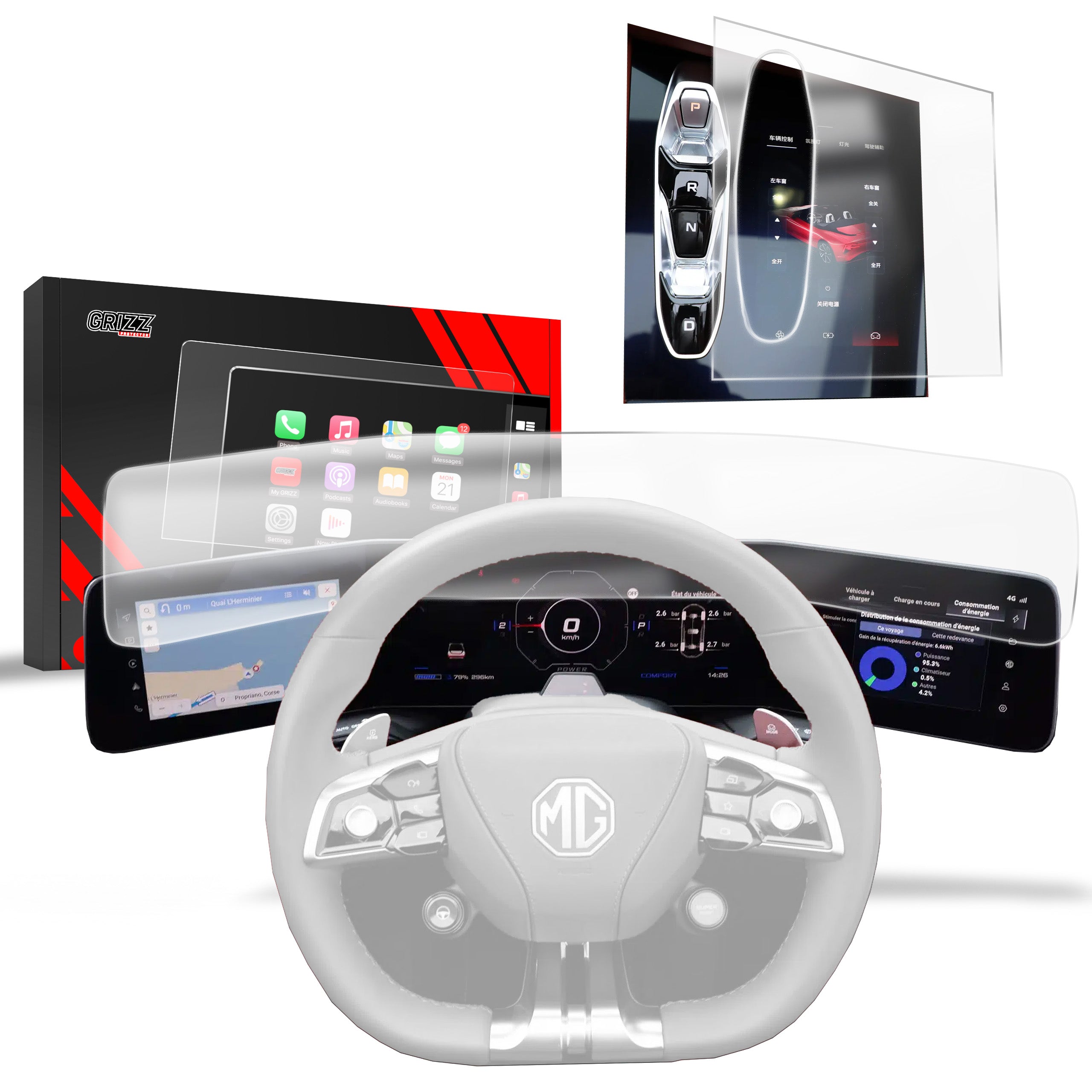 Matte Autodisplayfolie 2in1 für MG Cyberster (2025-2026), Grizz Protector
