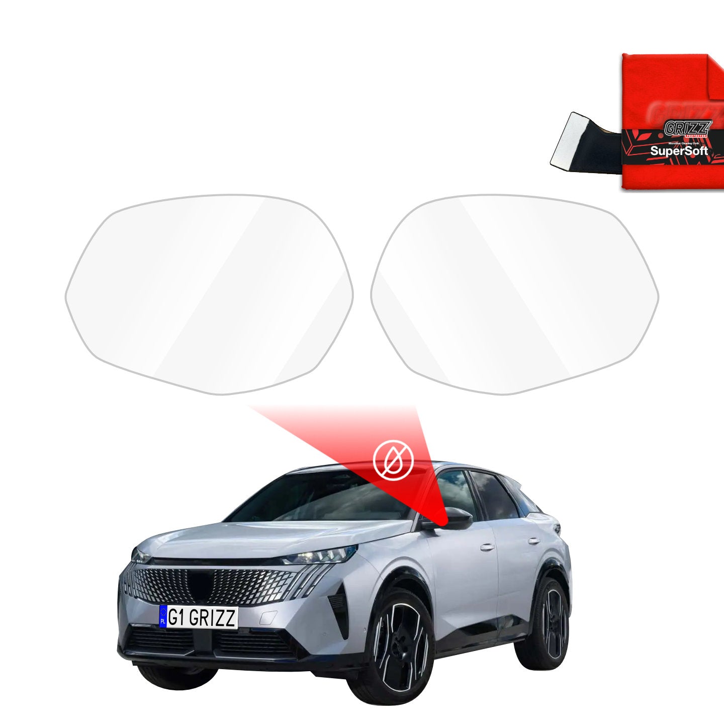 Regenschutzfolie Grizz Protector für Außenspiegel - Peugeot 3008 (2025-2026)
