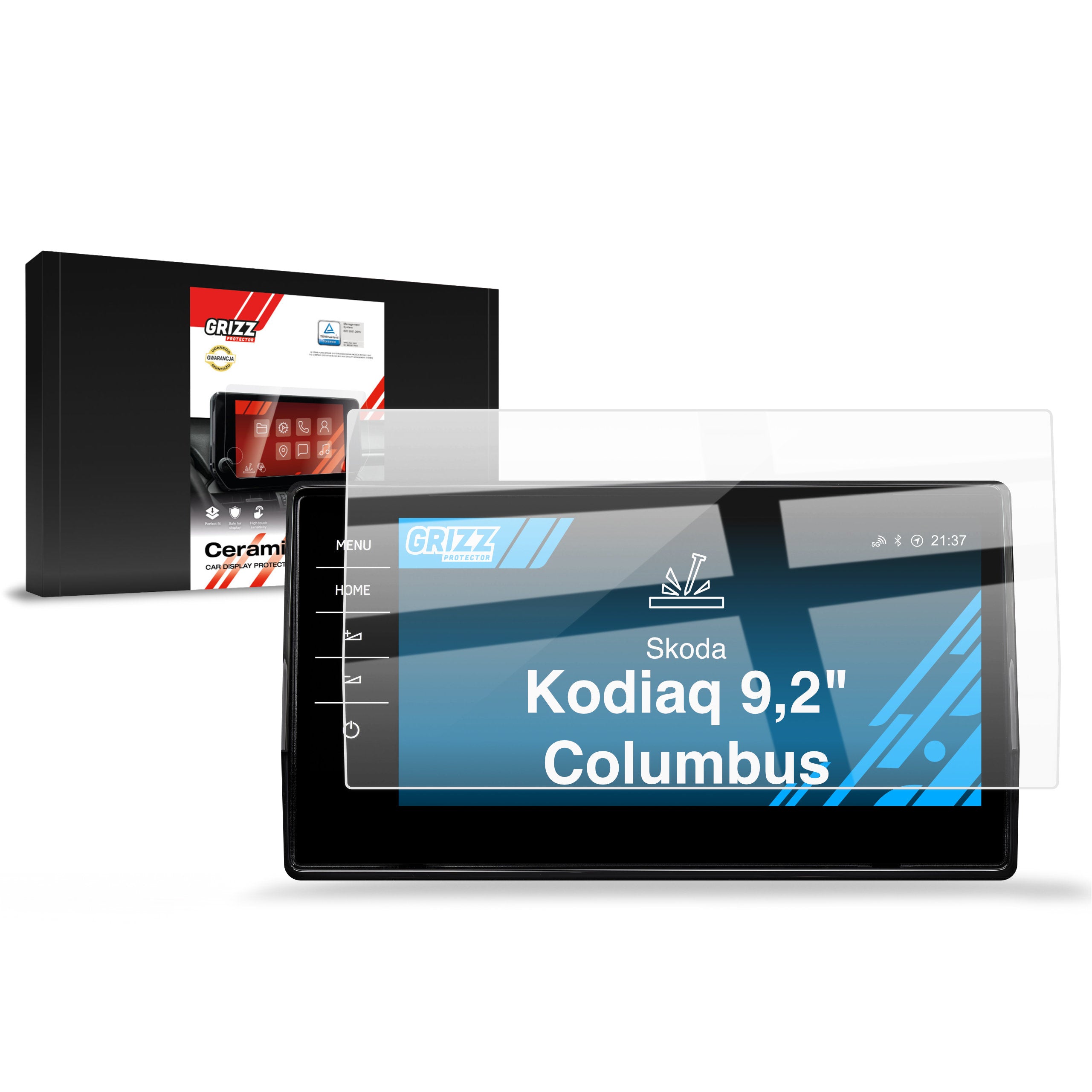 Keramische Autodisplayfolie für Skoda Kodiaq 9,2" Columbus (2016-2023), Grizz Protector