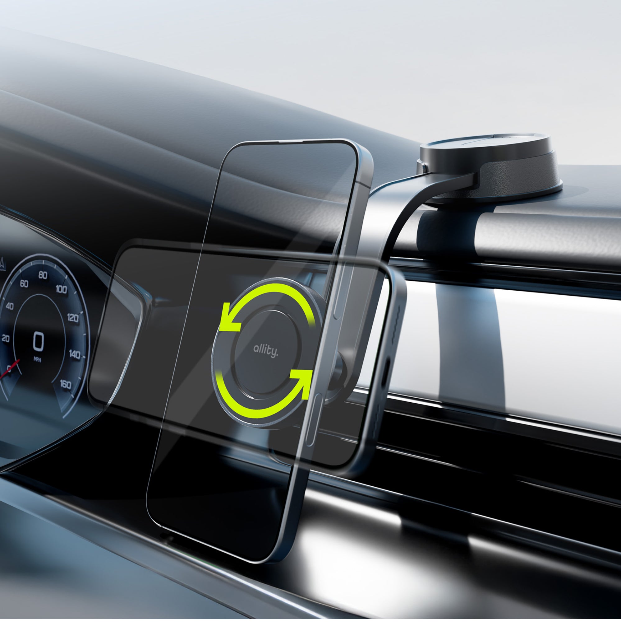 Auto Handyhalterung für Windschutzscheibe/Armaturenbrett, Allity ACH-200 MagSafe, Schwarz