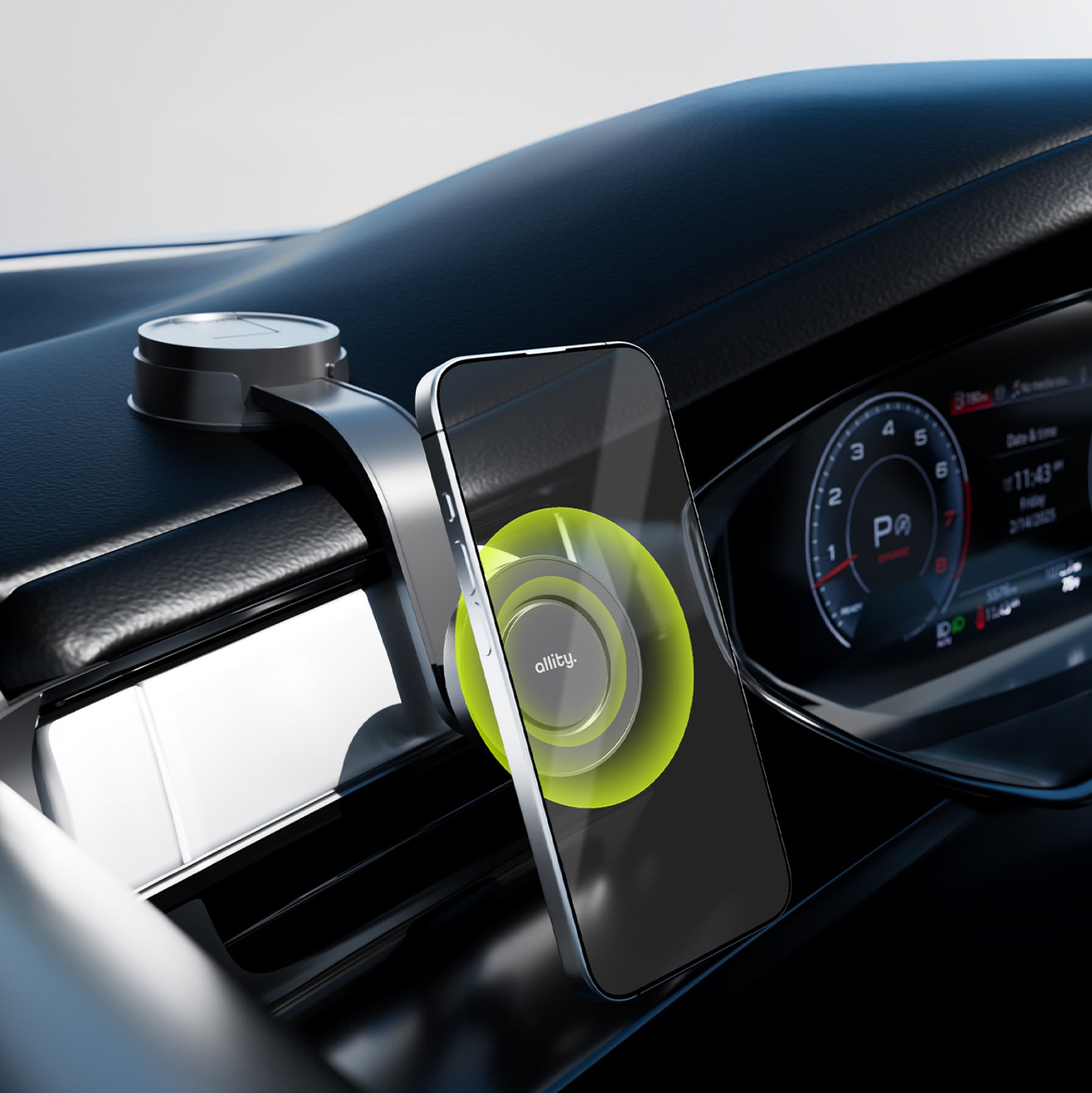 Auto Handyhalterung für Windschutzscheibe/Armaturenbrett, Allity ACH-200 MagSafe, Schwarz