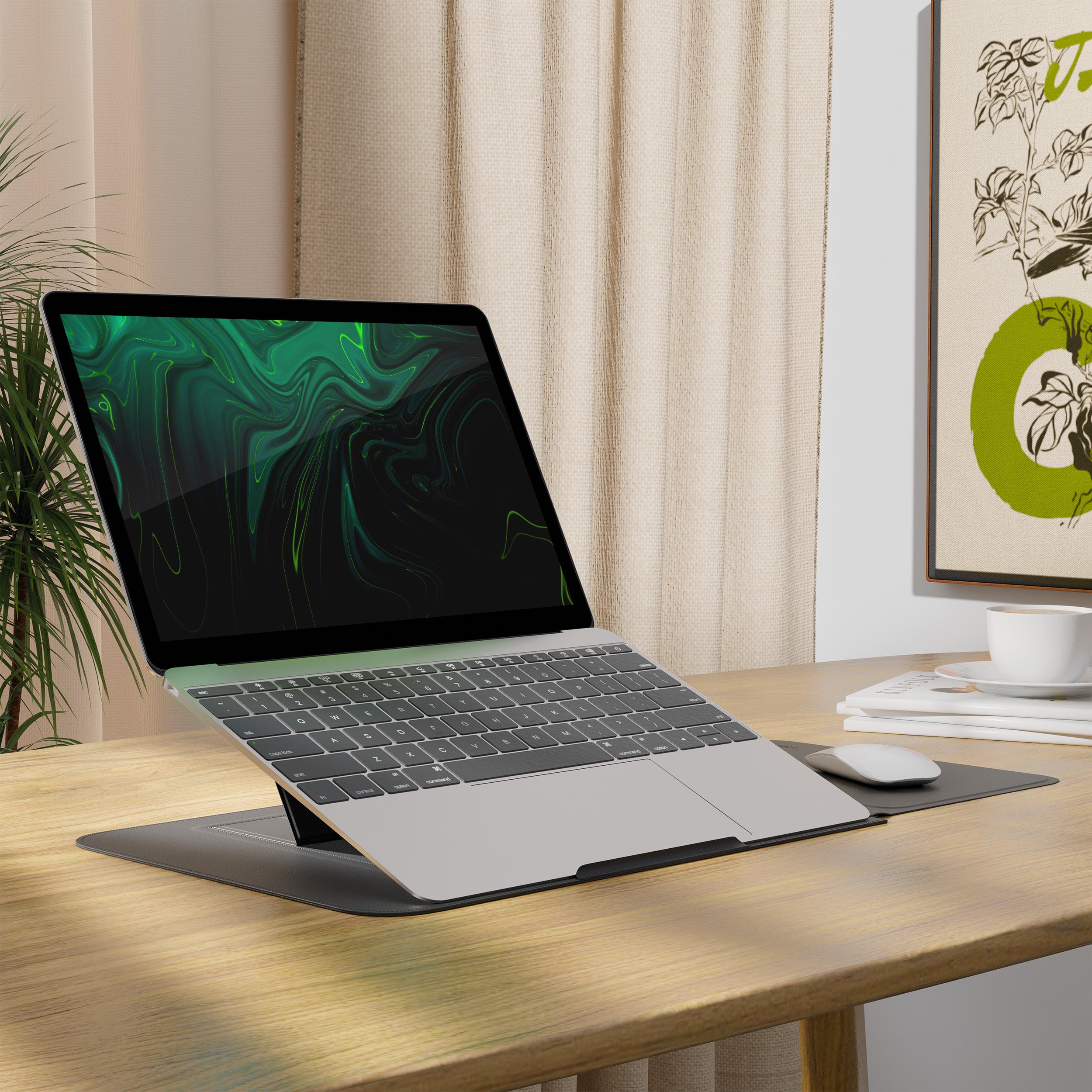 Laptoptasche für 13–14-Zoll-Laptops mit Mauspad und Ständerfunktion, Allity ALS-100, Schwarz