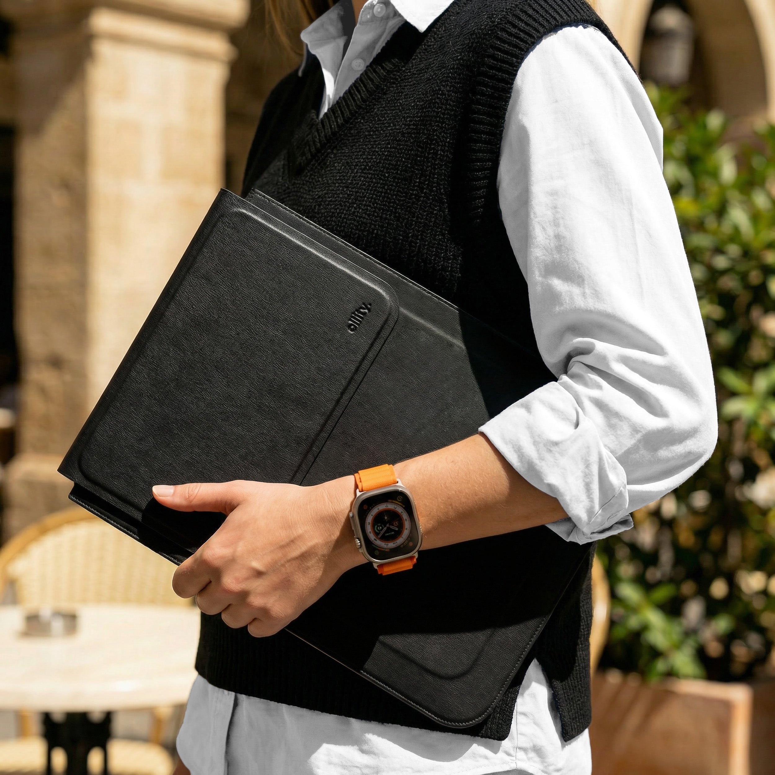 Laptoptasche für 13–14-Zoll-Laptops mit Mauspad und Ständerfunktion, Allity ALS-100, Schwarz
