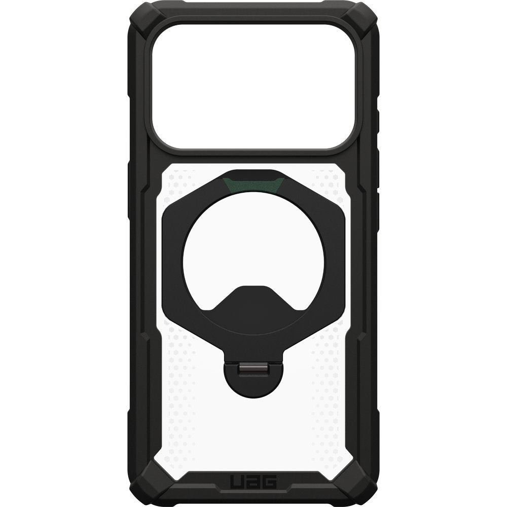 Handyhülle mit Ring für iPhone 18 Pro / 17 Pro, UAG Plasma XTE 360 mit MagSafe, Transparent und Schwarz mit grünen Element