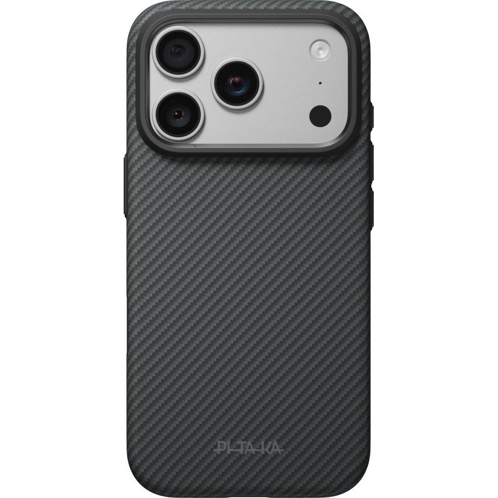 Aramid Handyhülle für iPhone 18 Pro / 17 Pro, PITAKA Ultra-Slim Case mit MagSafe, Schwarz-Grau (1/10)