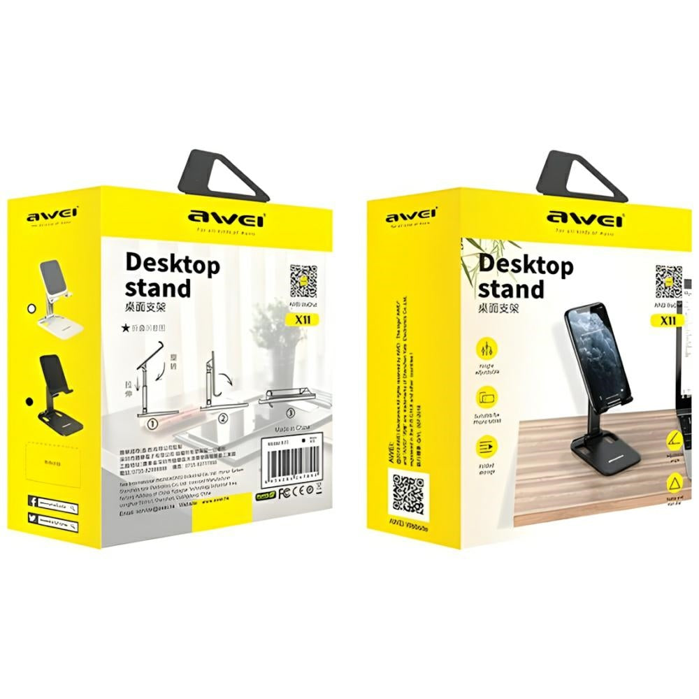 Schreibtischständer für Telefon/Tablet, AWEI X11 Desktop Stand, Schwarz