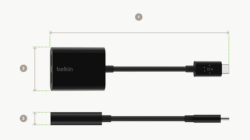Adapter Belkin Connect Audio + Charge USB-C für 2x USB-C, Schwarz