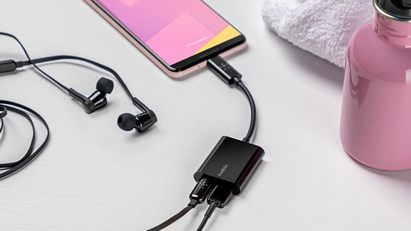 Adapter Belkin Connect Audio + Charge USB-C für 2x USB-C, Schwarz