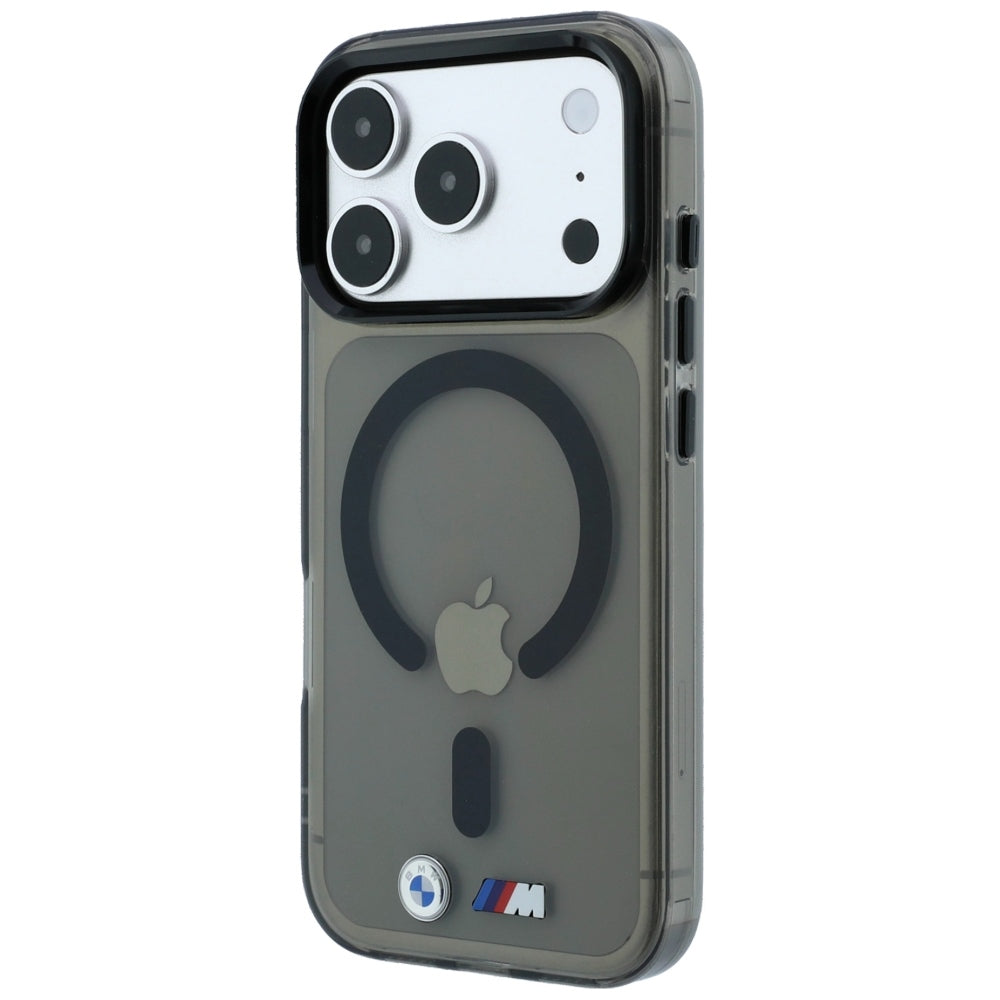Handyhülle für iPhone 18 Pro / 17 Pro, BMW M IML Frosted Metal Logo Trims MagSafe, Schwarz-Transparent (1/8)