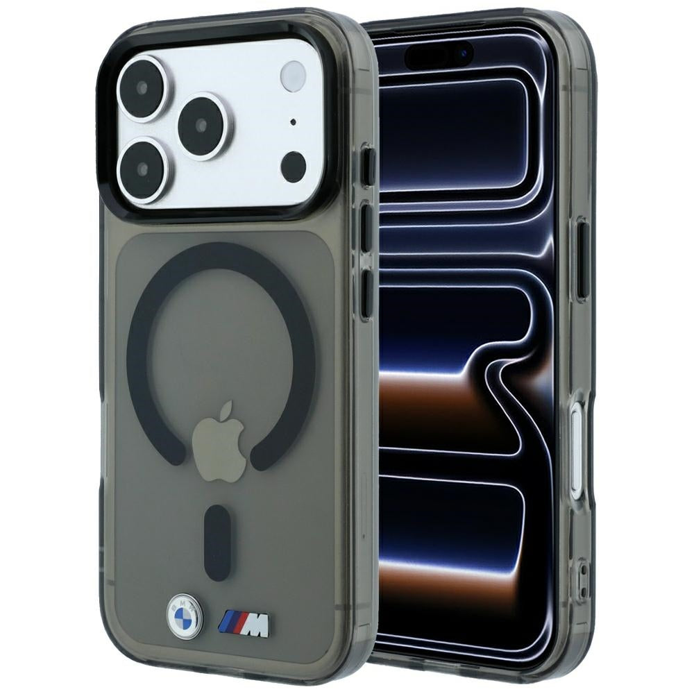 Handyhülle für iPhone 18 Pro / 17 Pro, BMW M IML Frosted Metal Logo Trims MagSafe, Schwarz-Transparent (7/8)