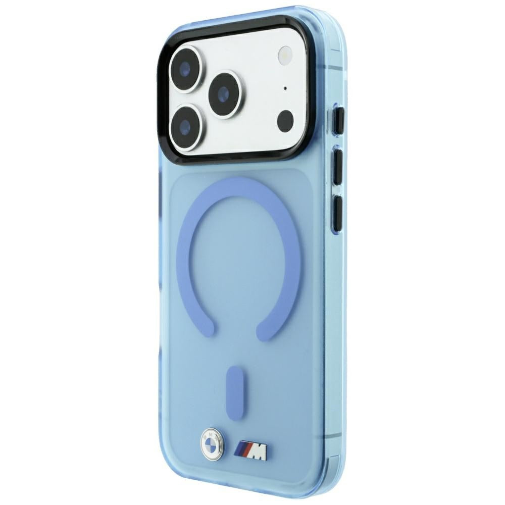 Handyhülle für iPhone 18 Pro / 17 Pro, BMW M IML Frosted Metal Logo Trims MagSafe, Blau-Transparent (1/8)