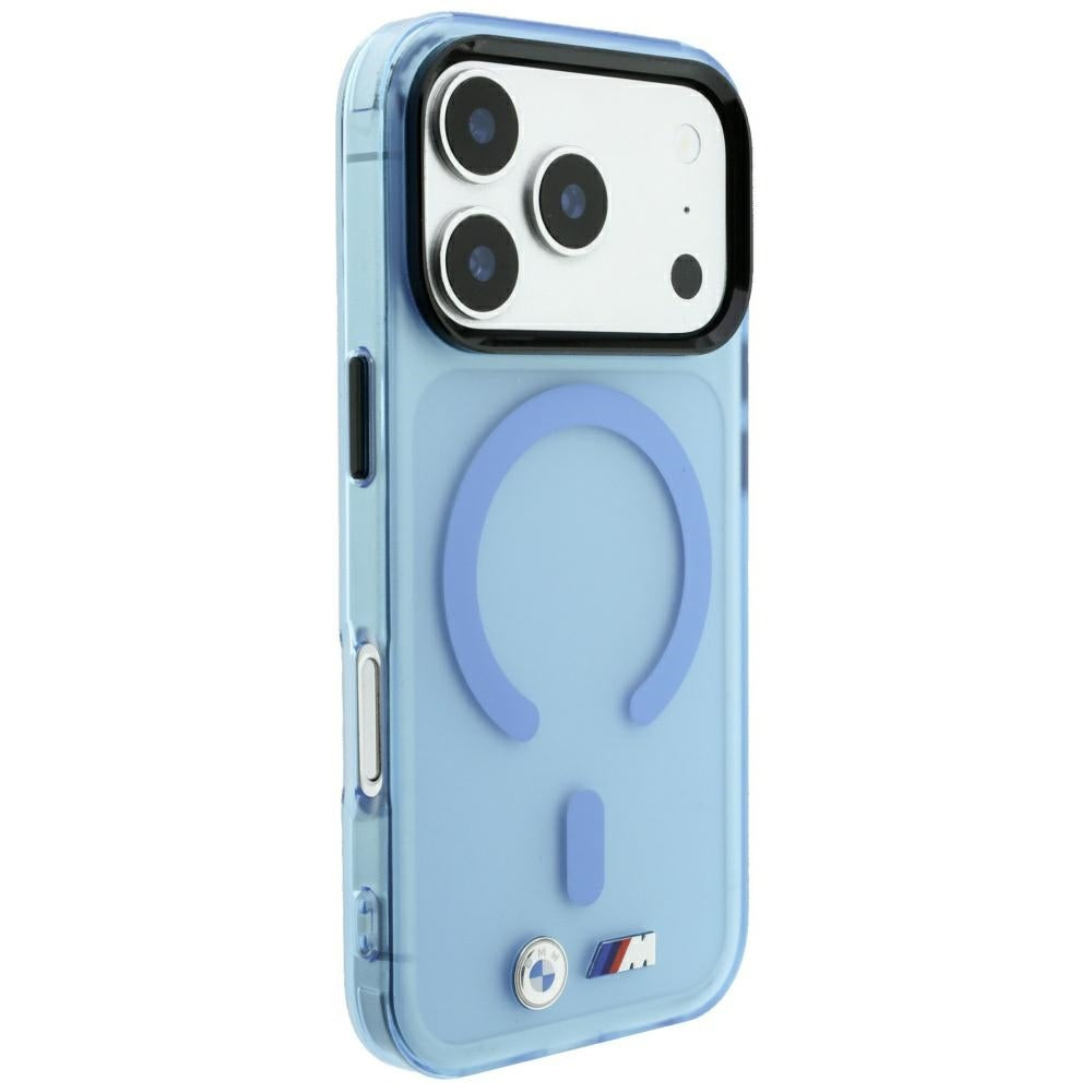 Handyhülle für iPhone 18 Pro / 17 Pro, BMW M IML Frosted Metal Logo Trims MagSafe, Blau-Transparent (5/8)